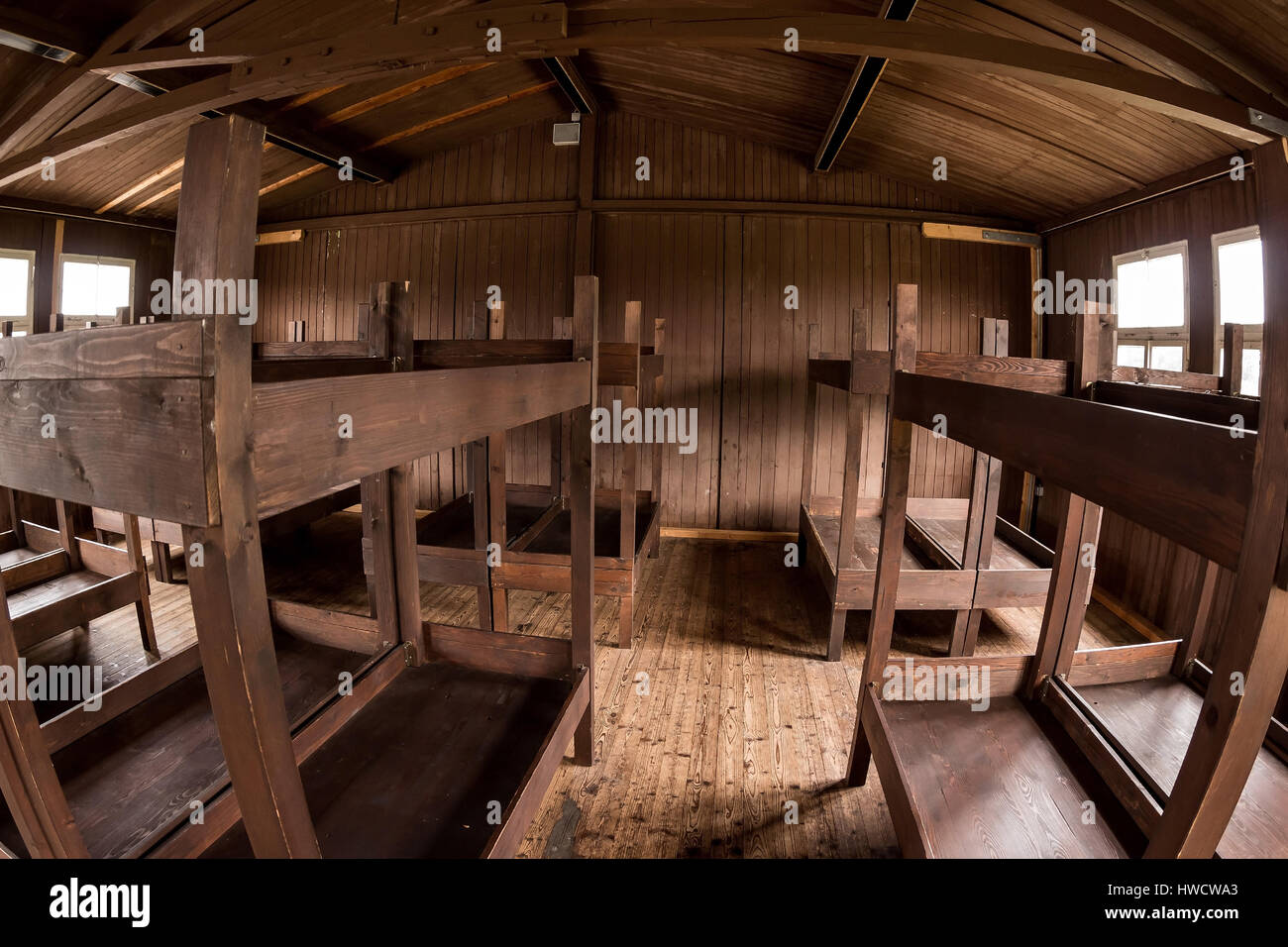 Prisoner's barrack in the concentration camp Mauthausen in Austria. Concentration camp of the step III from 1938 to 1945, Häftlingsbaracke im Konzentr Stock Photo