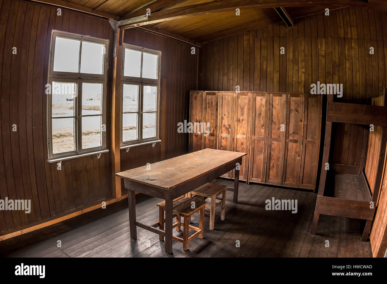 Prisoner's barrack in the concentration camp Mauthausen in Austria. Concentration camp of the step III from 1938 to 1945, Häftlingsbaracke im Konzentr Stock Photo