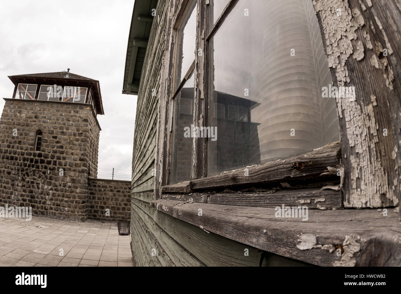 Prisoner's barrack imKonzentrationslager Mauthausen in Austria. Concentration camp of the step III from 1938 to 1945, Häftlingsbaracke imKonzentration Stock Photo