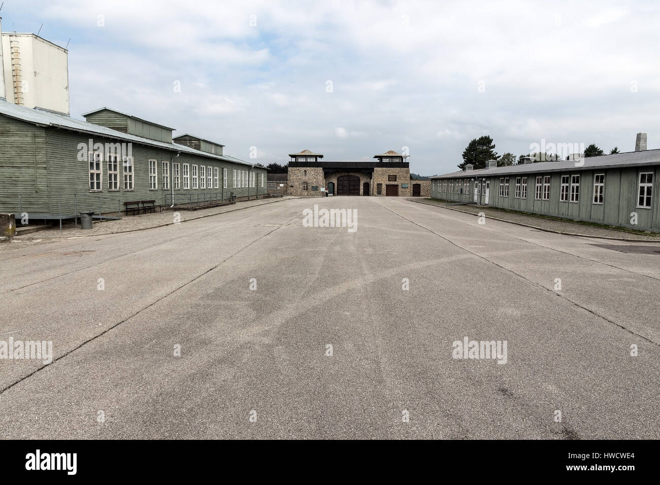 Place Apell in the concentration camp Mauthausen in Austria. Concentration camp of the step III from 1938 to 1945, Apellplatz im Konzentrationslager M Stock Photo
