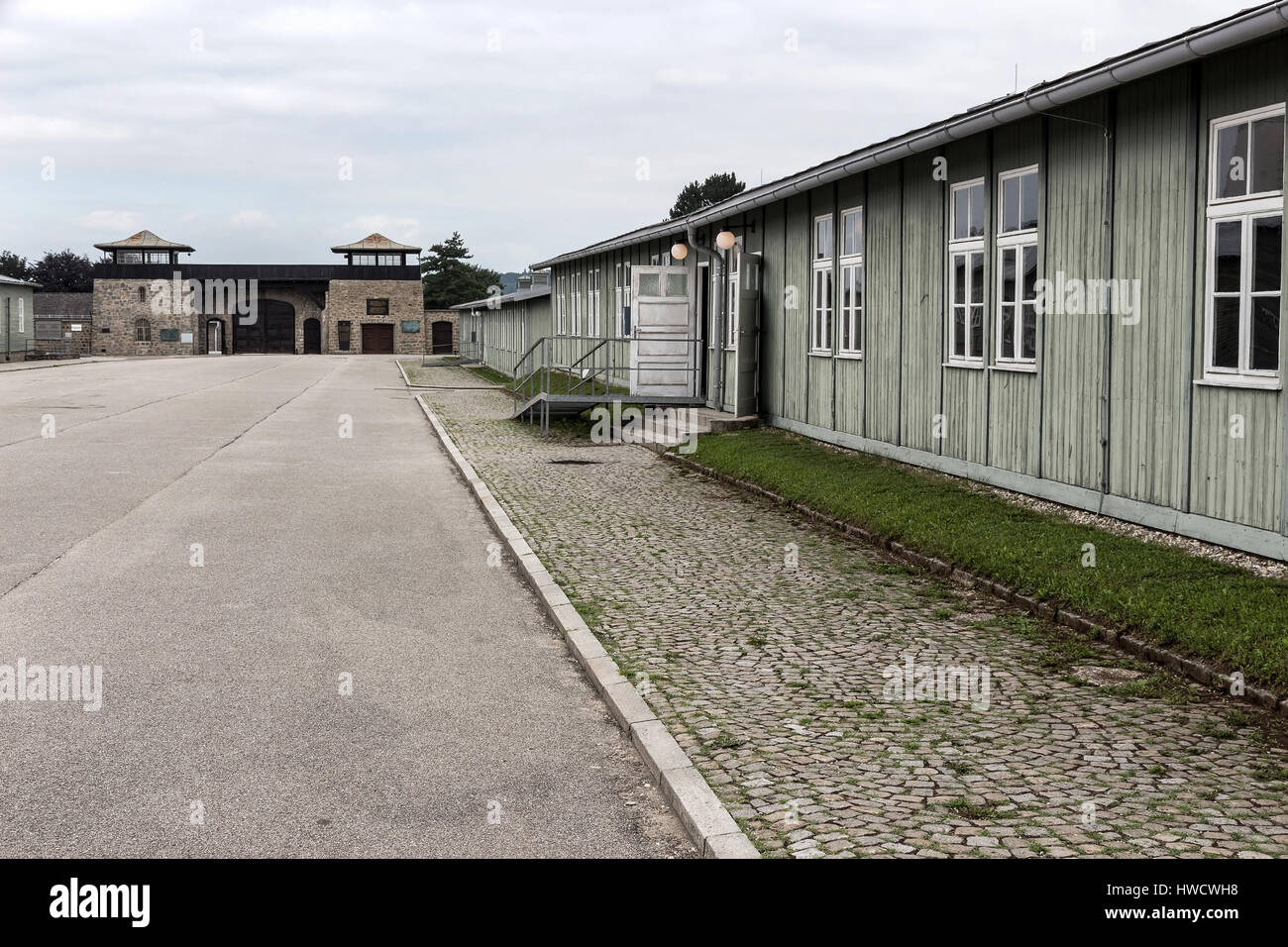 Prisoner's barrack in the concentration camp Mauthausen in Austria. Concentration camp of the step III from 1938 to 1945, Häftlingsbaracke im  Konzent Stock Photo