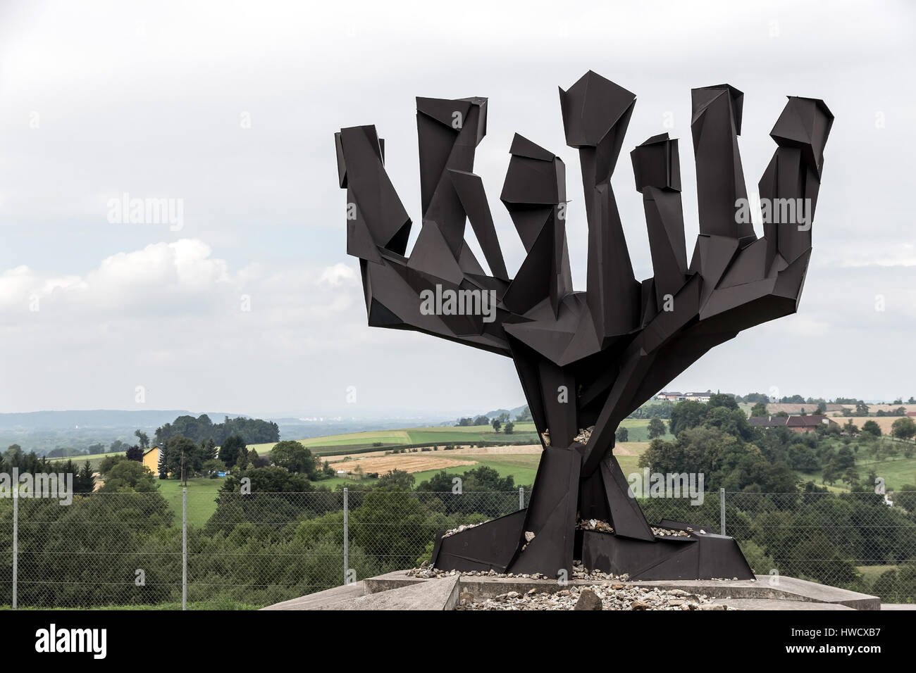 Monument in memory in the concentration camp Mauthausen in Austria. Concentration camp of the step III from 1938 to 1945, Denkmal zur Erinnerung im Ko Stock Photo