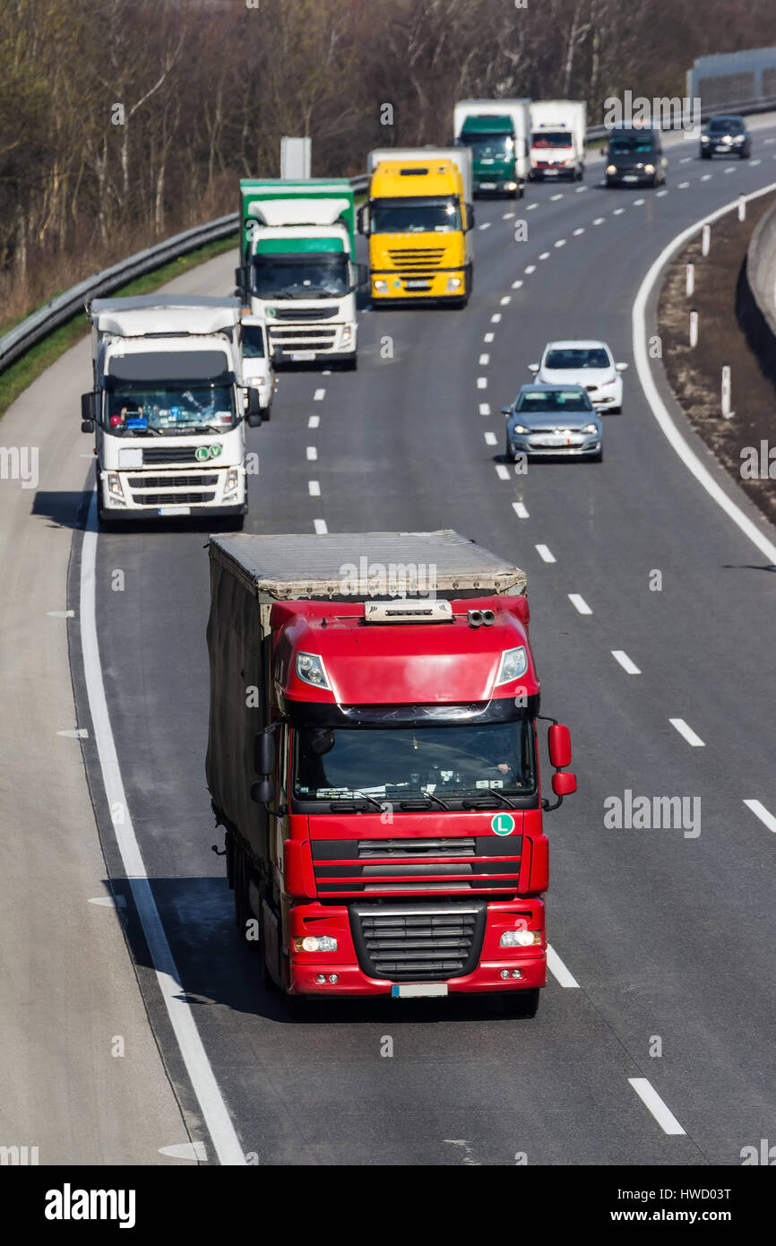 Motor traffic - highway, Autoverkehr - Autobahn Stock Photo