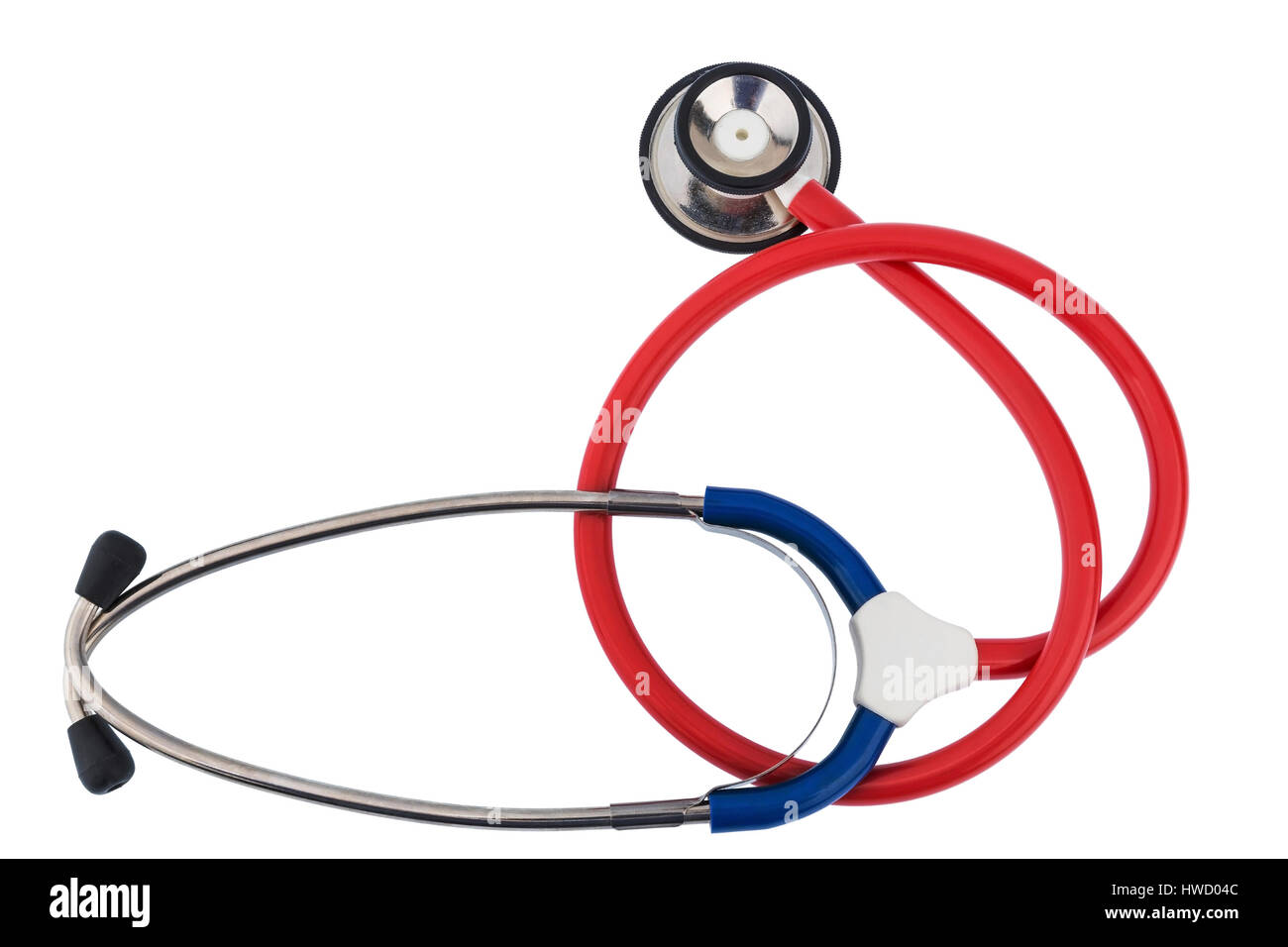 Stethoskop of a doctor exemptly before white background, Stethoskop eines Arztes freigestellt vor weissem Hintergrund Stock Photo
