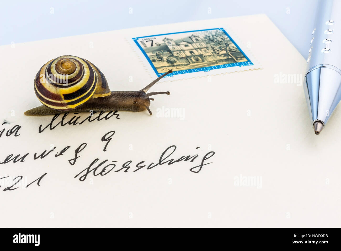 Snail mail, Schneckenpost Stock Photo