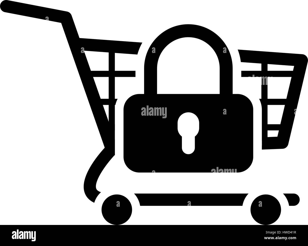 Secure Shopping Icon. Flat Design. Stock Vector