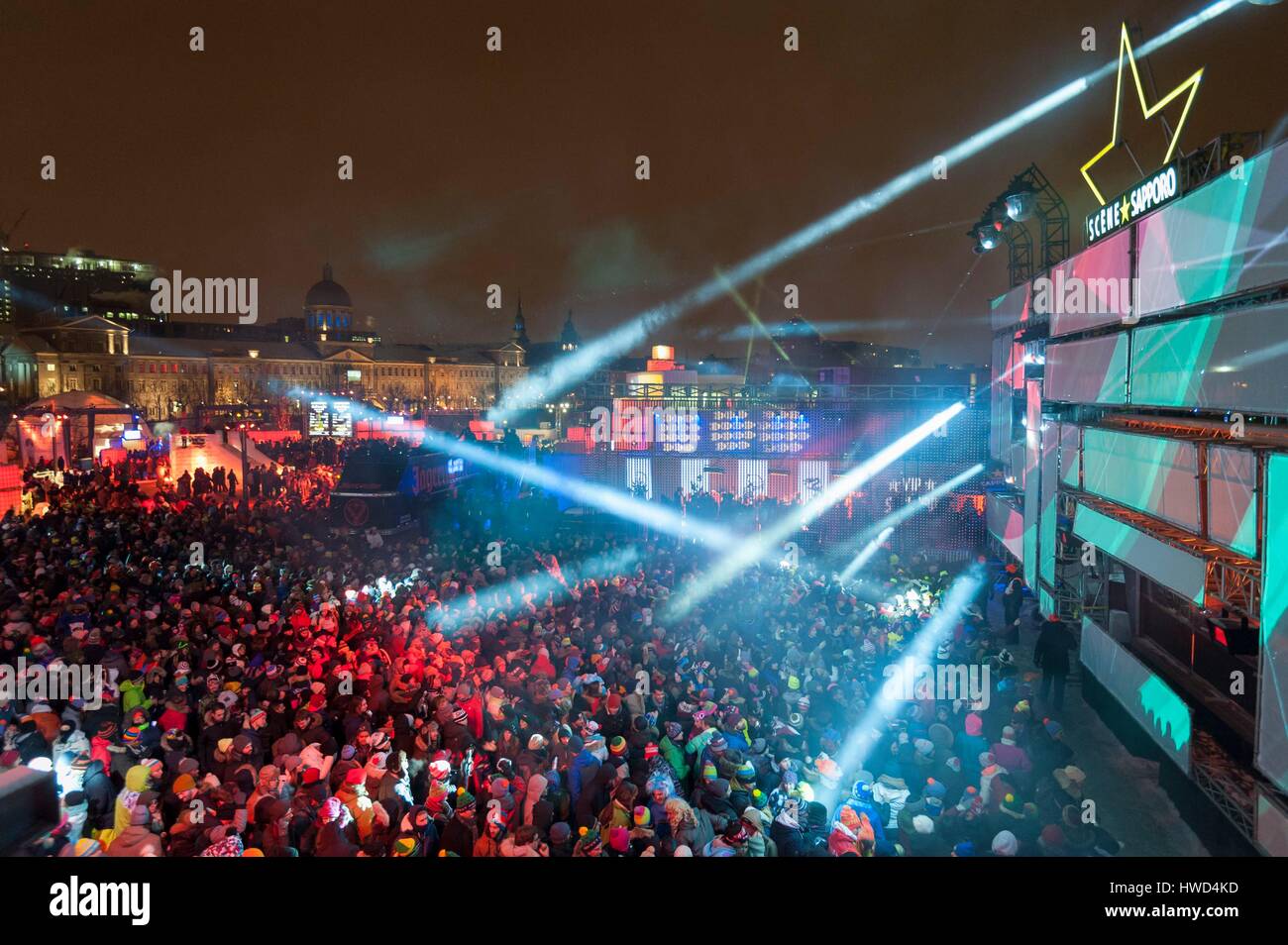 Canada, Quebec Province, Montreal, the old harbour in winter, Igloofest  outdoor music festival Stock Photo - Alamy