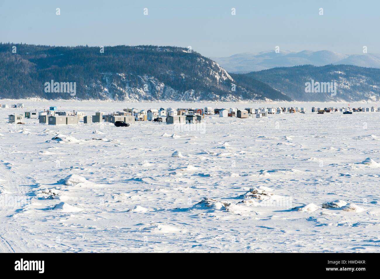Canada, Quebec, Saguenay, La Baie, white fishing village of Anse a Benjamin Stock Photo