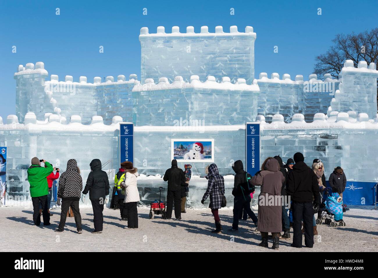 Canada, Province of Quebec, Quebec City, Quebec Winter Carnival, Ice Palace of Bonhomme Carnaval Stock Photo