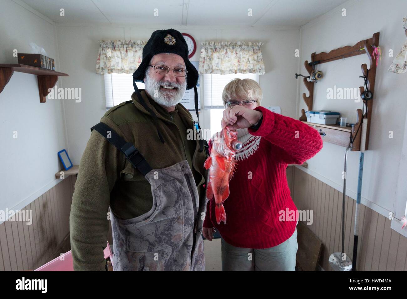 Canada, Quebec, Saguenay, La Baie, ice fishing village of Anse a