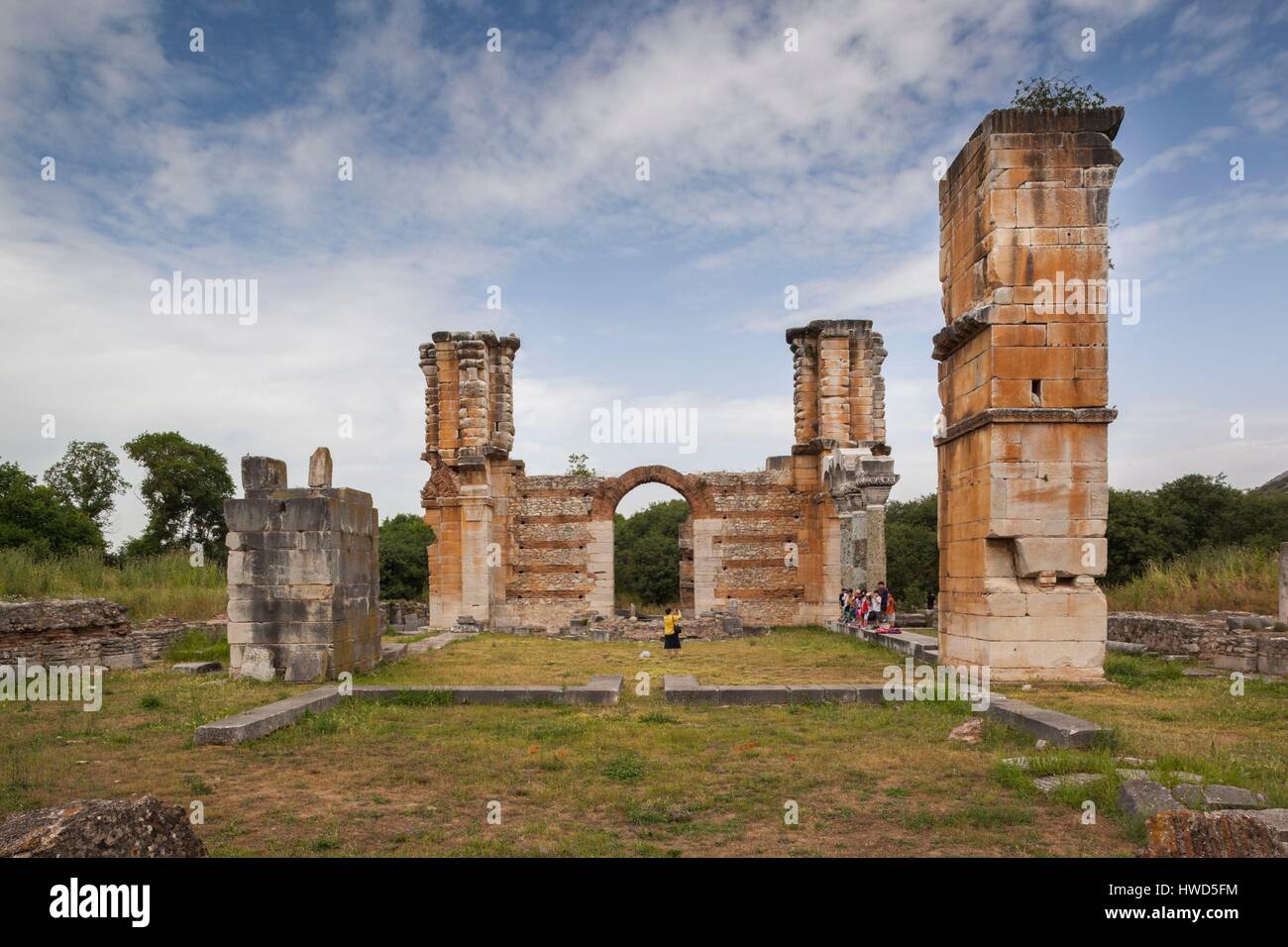 Greece, East Macedonia and Thrace Region, Philippi, ruins of ancient city founded in 360 BC, Basilica B Stock Photo