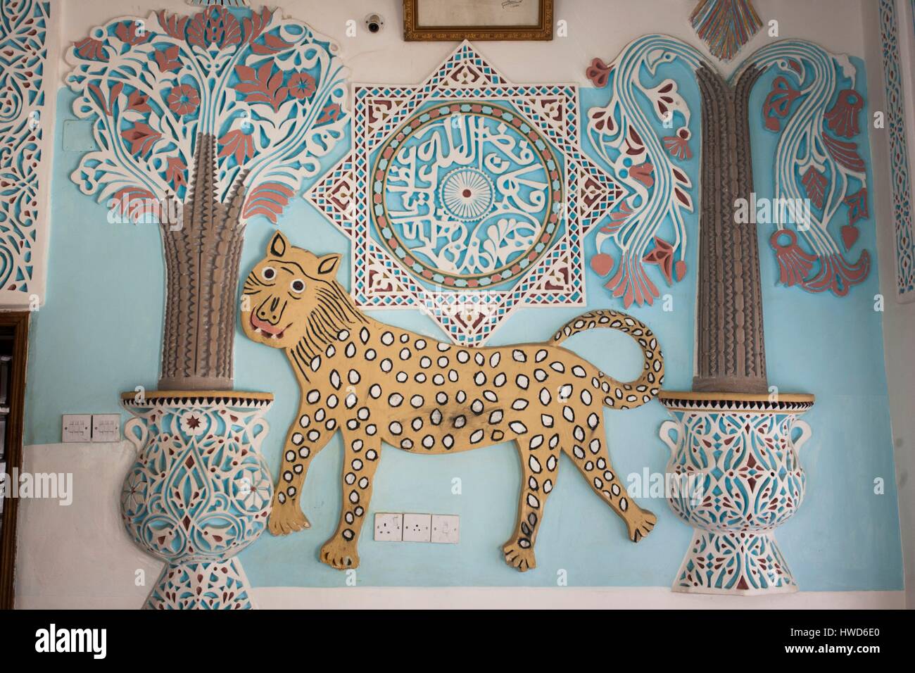Yemen sanaa decoration in mafraj stock image