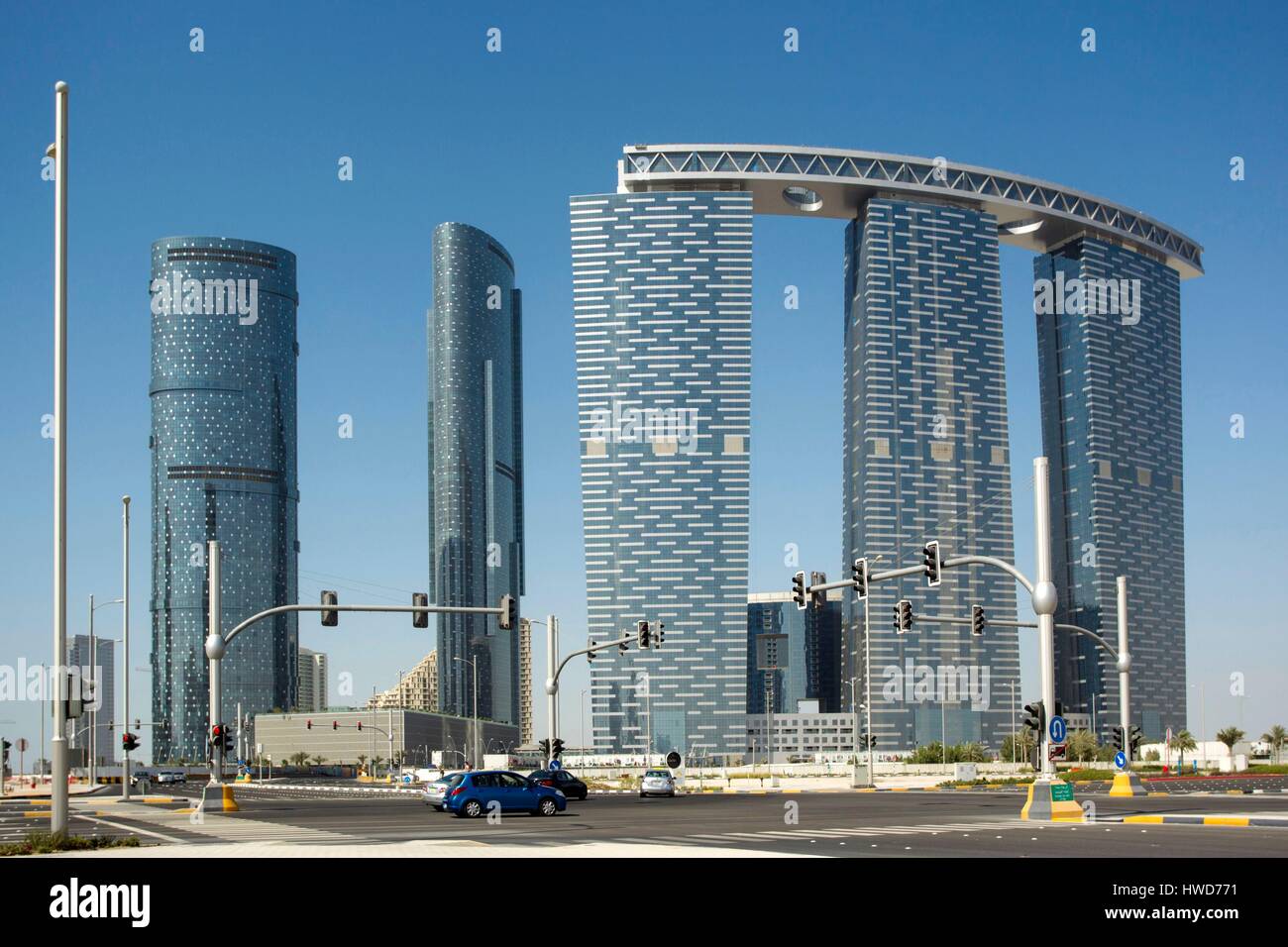 Emirates, Abu Dhabi, towers at Saadiyat island Stock Photo
