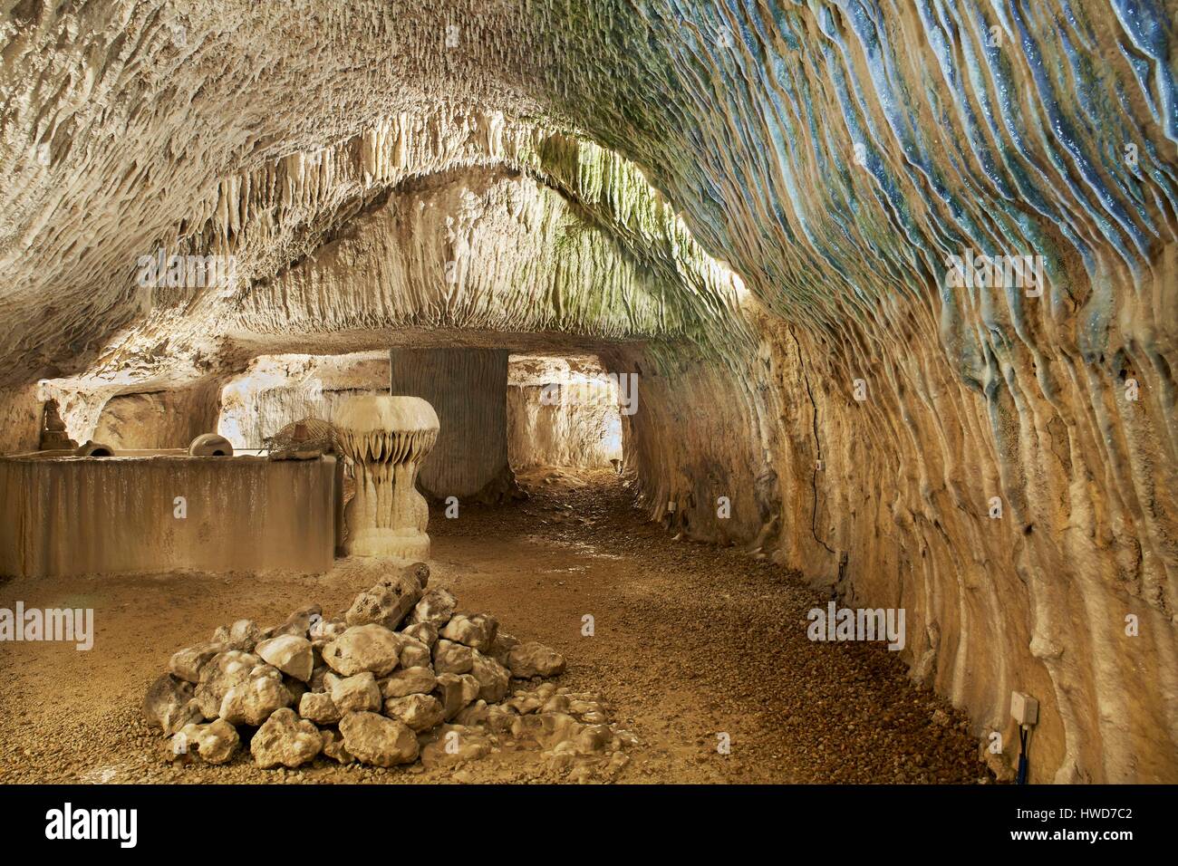 France, Loir et Cher, Troo, Petrifying cave Stock Photo