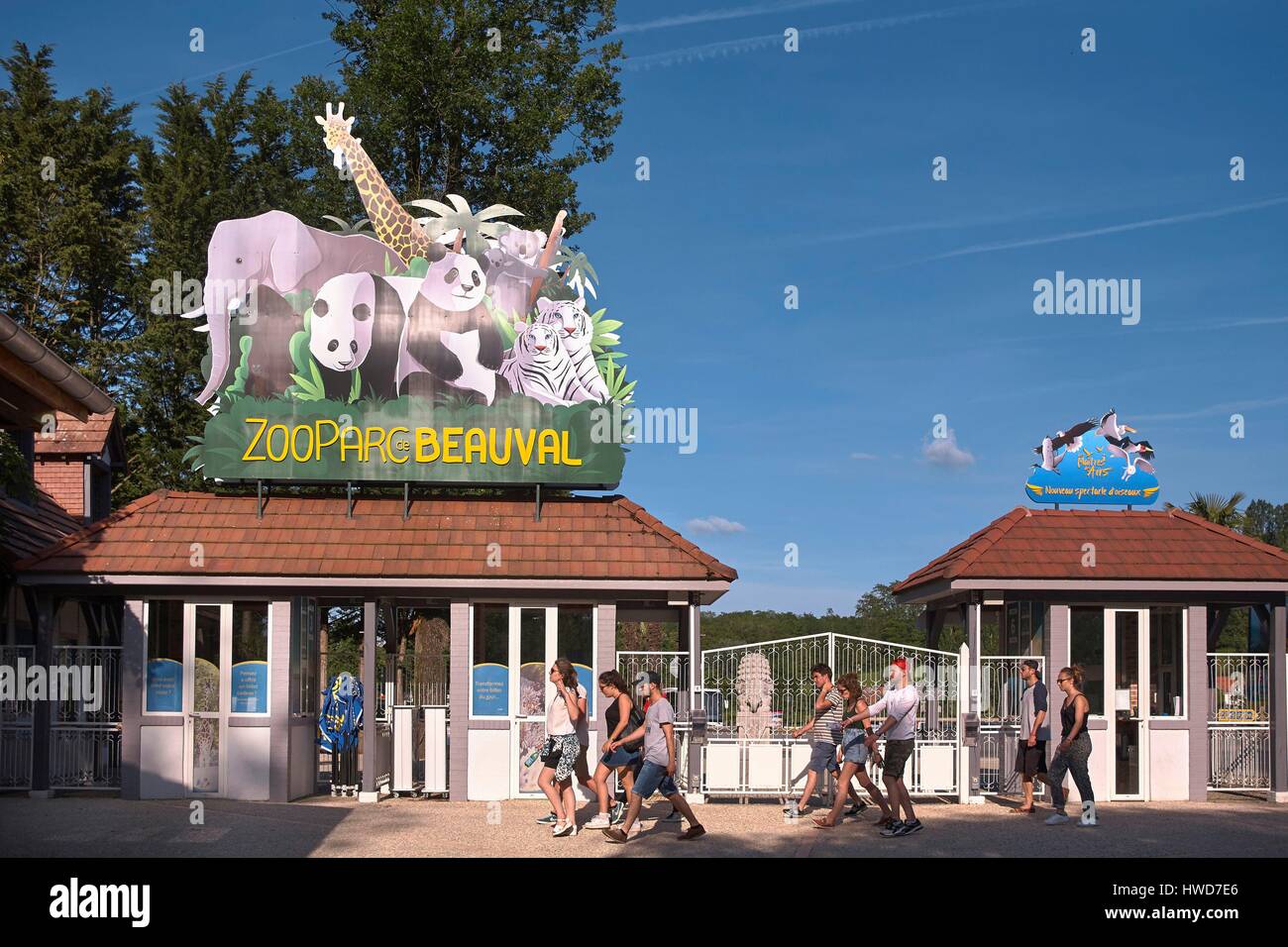 France, Loir et Cher, St Aignan Sur Cher, ZooParc de Beauval, Retail Brand at the park entrance Stock Photo