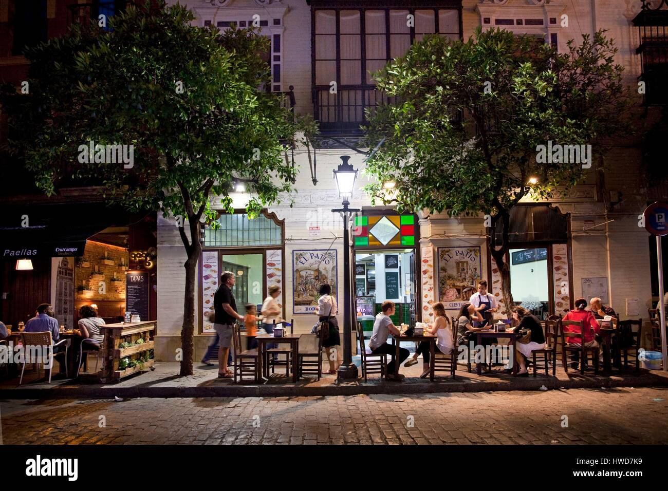 Spain, Andalusia, Sevilla, Matteos Gago street in Barrio de Santa Cruz Stock Photo