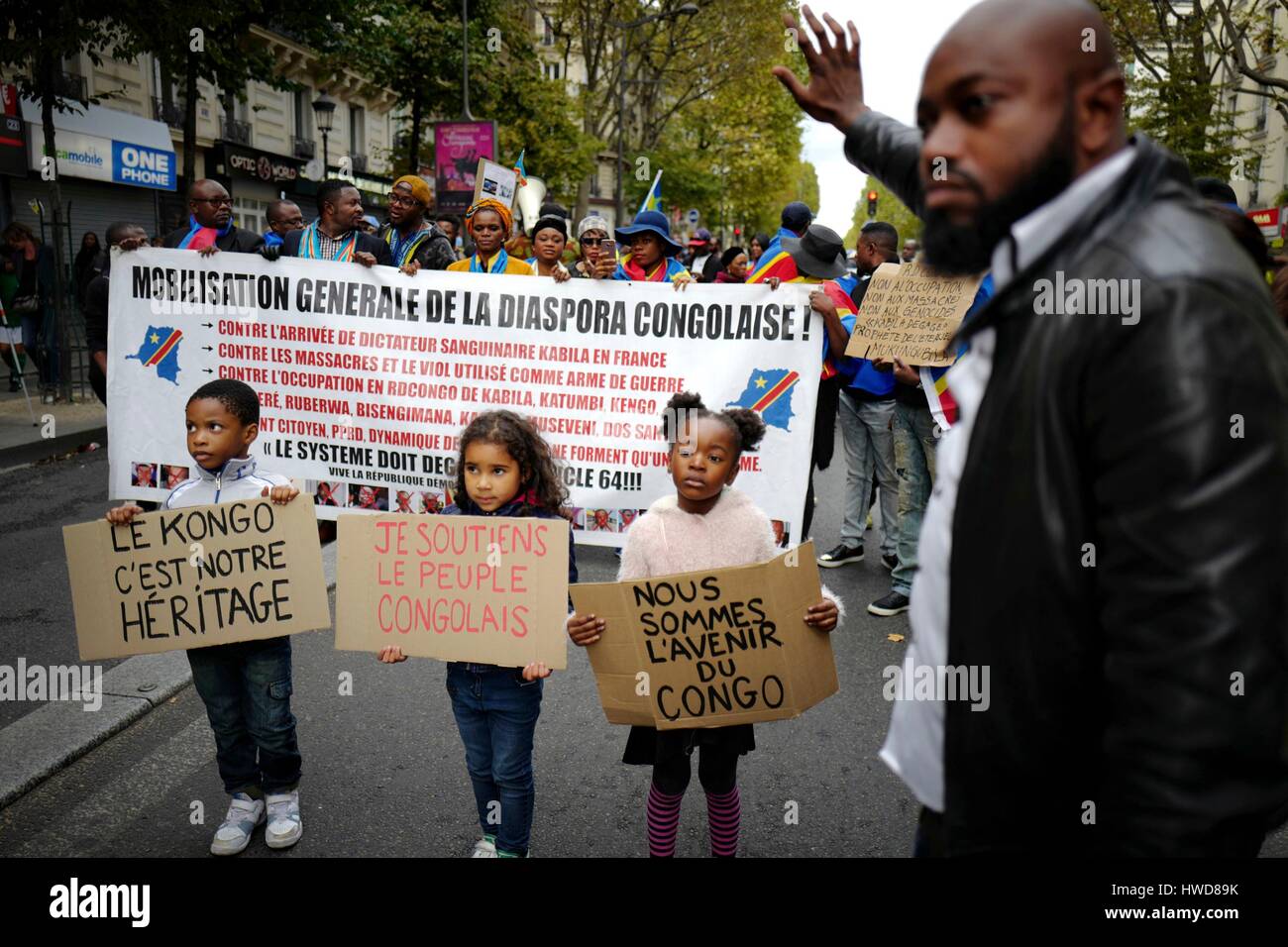 France, Paris, Congolese demonstrators boulevard Barbes Stock Photo