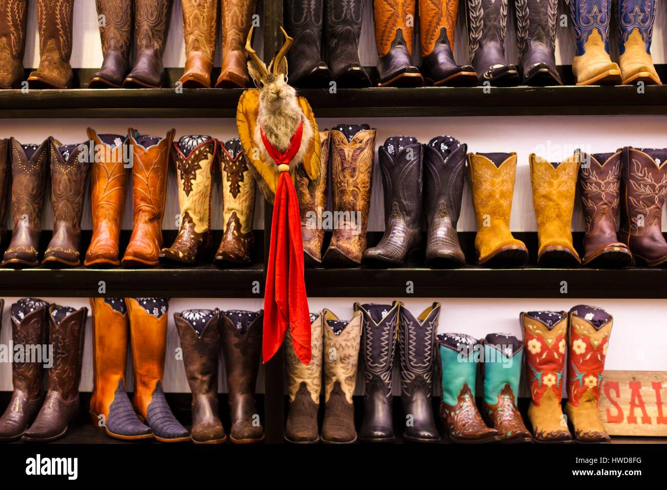 United States, Colorado, Aspen, Cowboy Boots, Kemo Sabe shop Stock