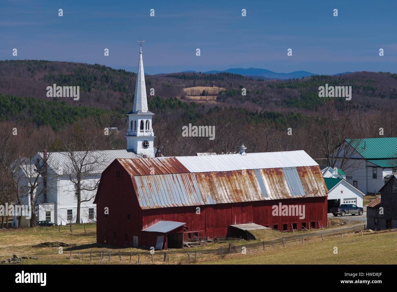 United States, Vermont, Peacham, elevated town view Stock Photo Alamy