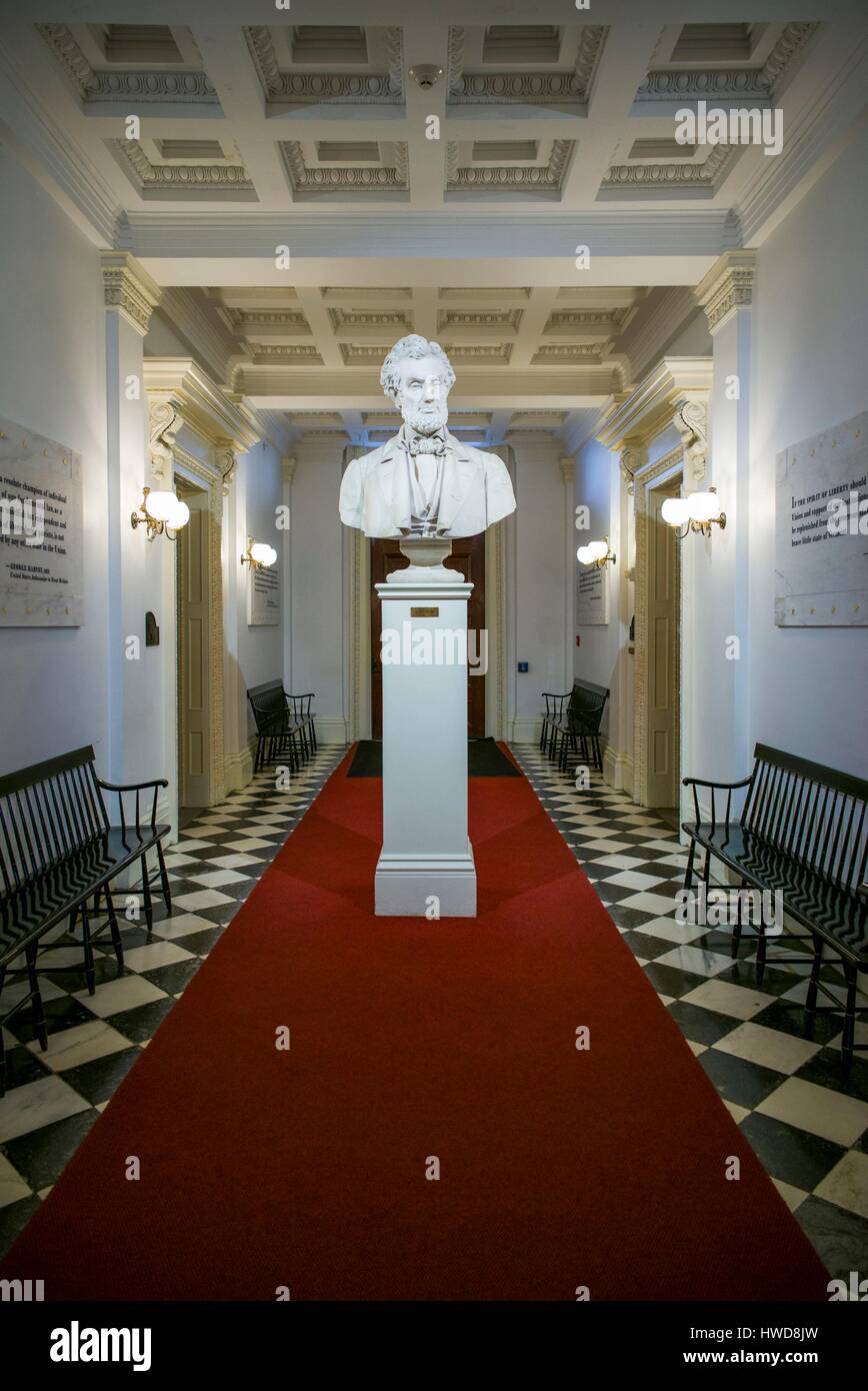 United States, Vermont, Montpelier, Vermont State House, bust of Abraham Lincoln, Larkin Mead, sculptor Stock Photo
