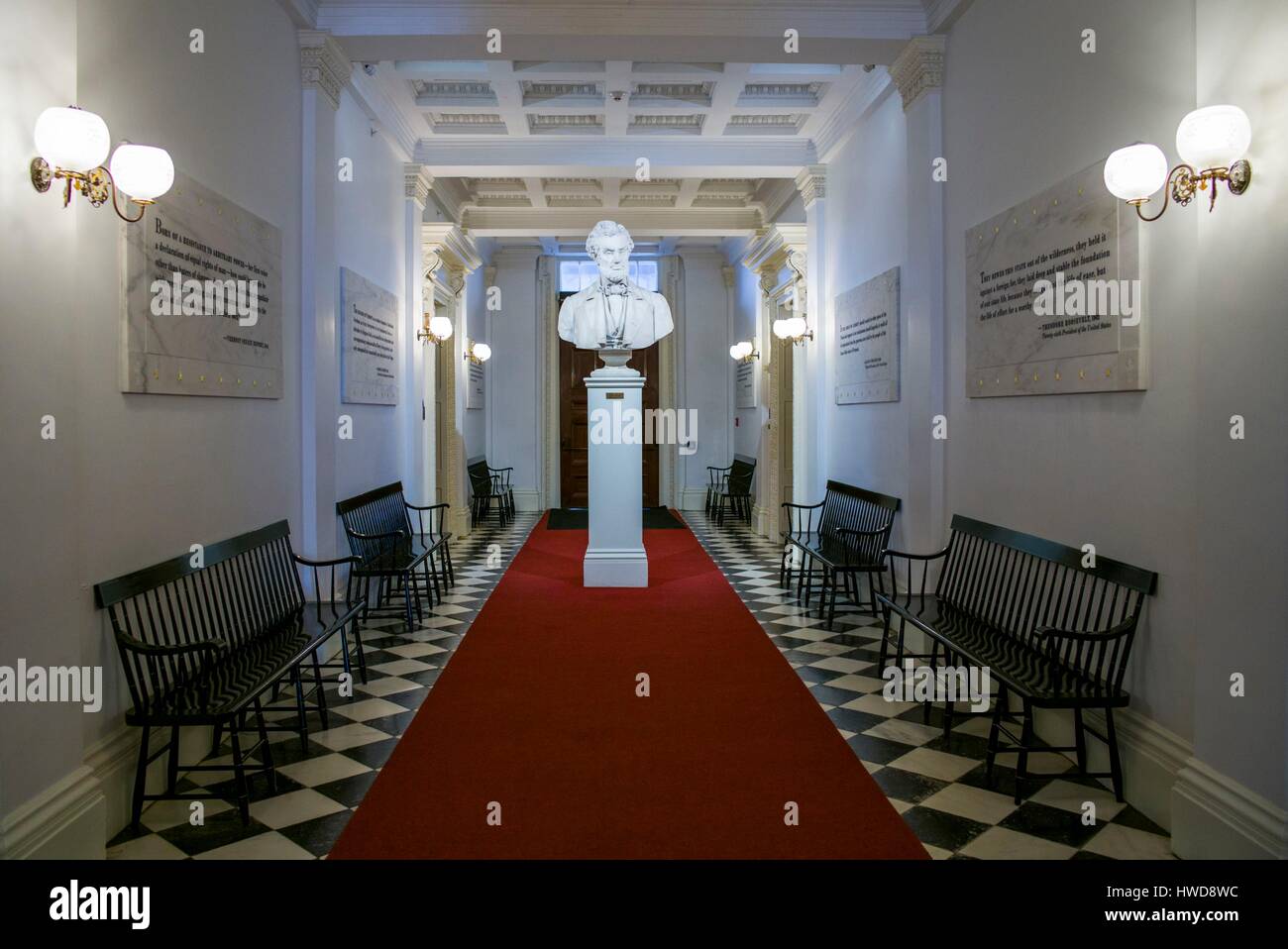 United States, Vermont, Montpelier, Vermont State House, bust of Abraham Lincoln, Larkin Mead, sculptor Stock Photo