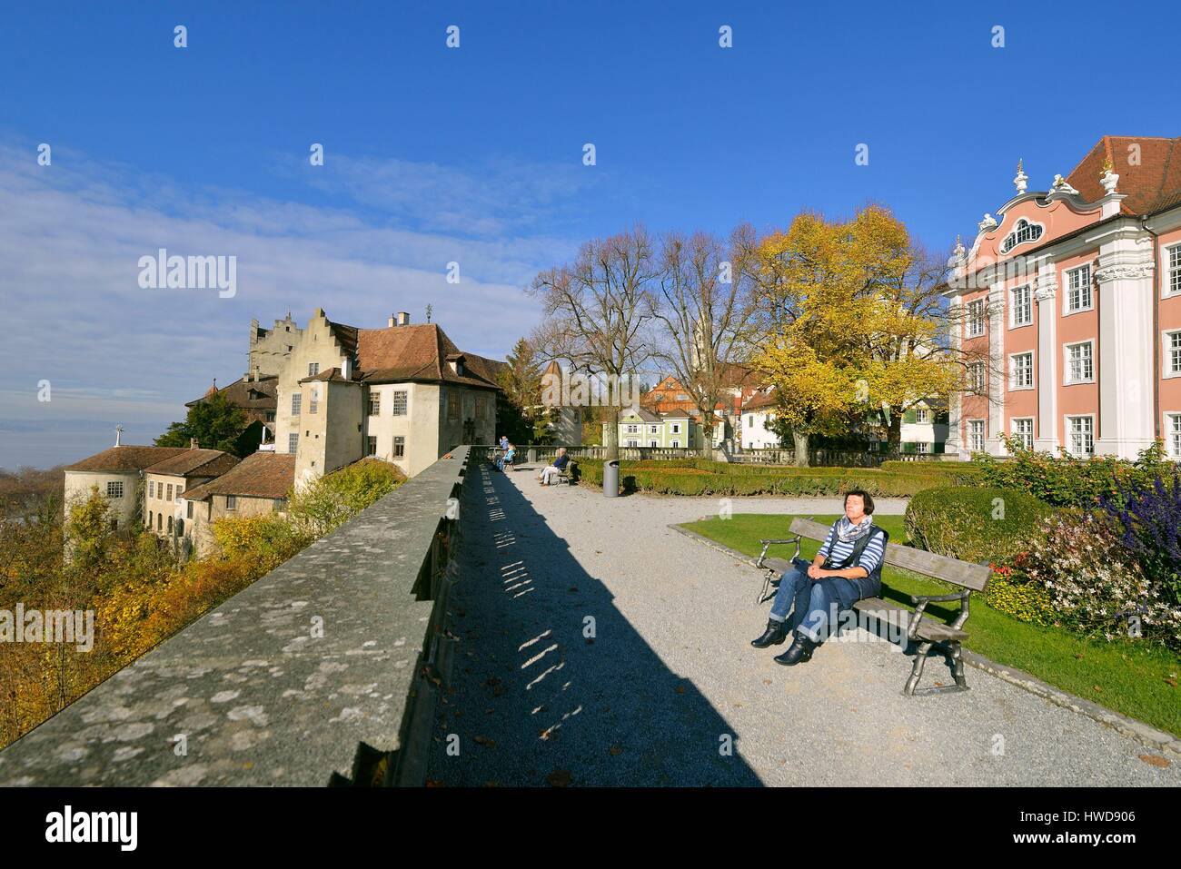 Germany, Baden Wurttemberg, Lake Constance (Bodensee), Meersburg, Altes and Neues Schloss (Old and new castle), Burg Meersburg Stock Photo