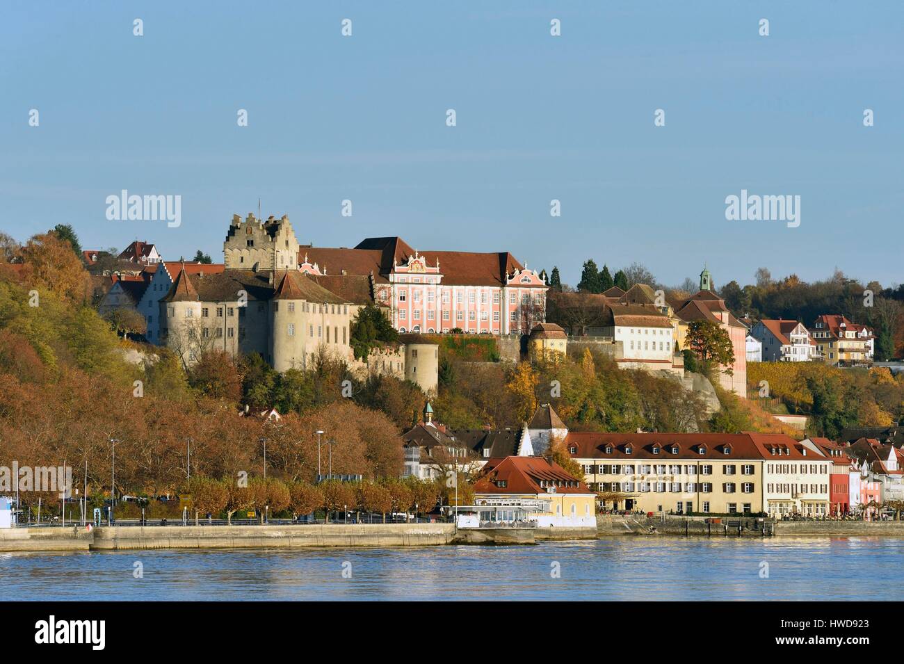 Germany, Baden Wurttemberg, Lake Constance (Bodensee), Meersburg, Altes and Neues Schloss (Old and new castle), Burg Meersburg Stock Photo