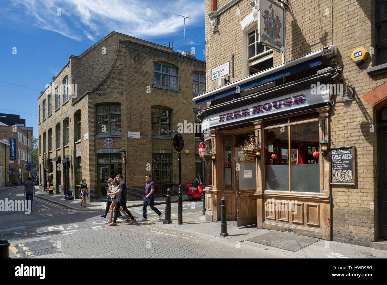 United Kingdom, London, Shoreditch district intersection of Rivington Street and Charlotte Road