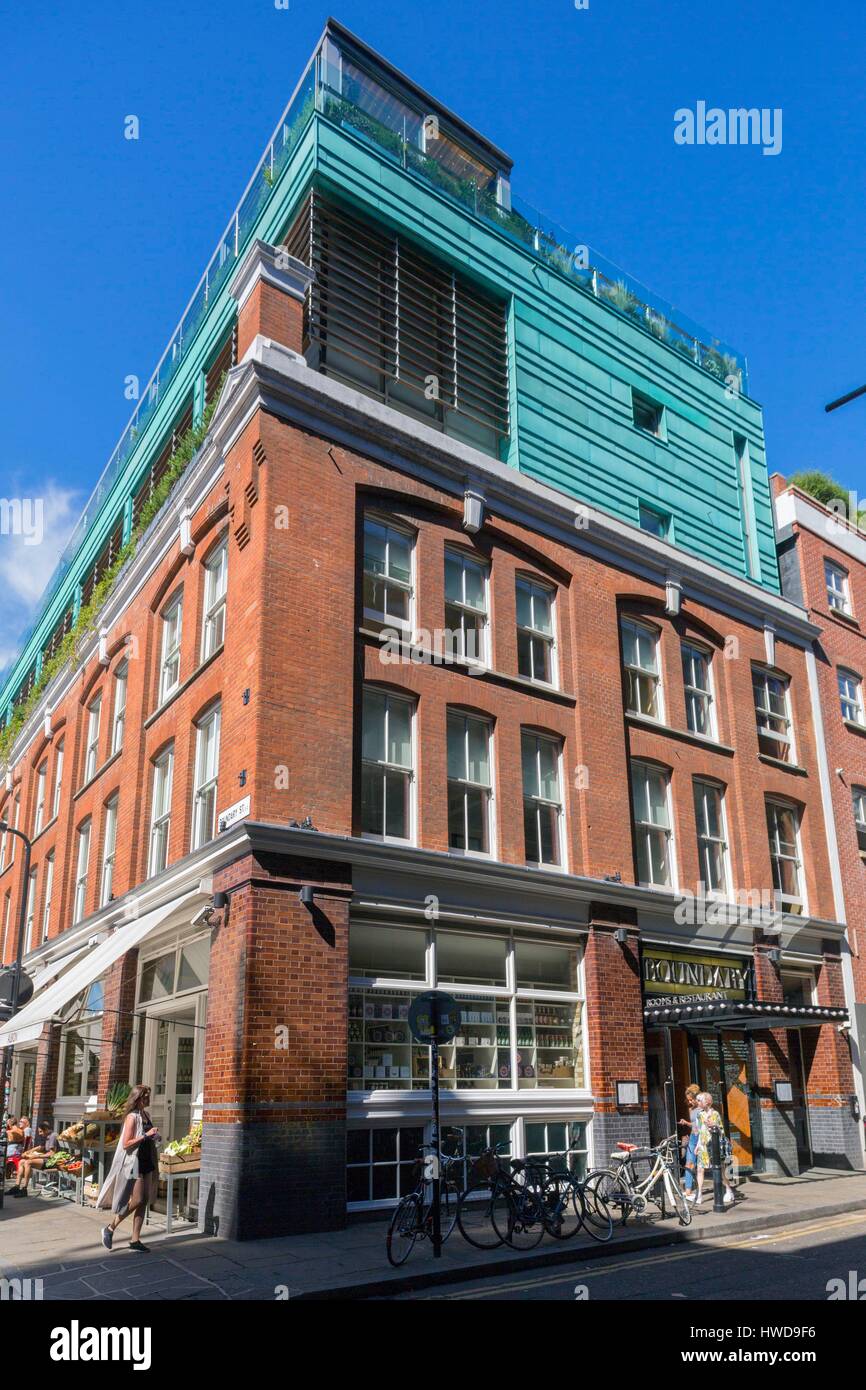 United Kingdom, London, Shoreditch district, Boundary Street, the famous hotel and restaurant The Boundary Stock Photo