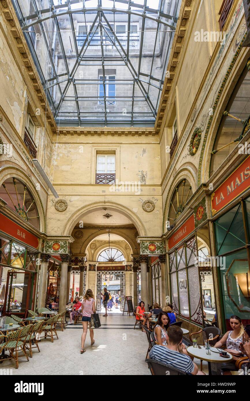 France, Gironde, Bordeaux, area listed as World Heritage by UNESCO, Galerie Bordelaise, shopping mall built in 1833 by the architect Gabriel-Joseph Durand Stock Photo