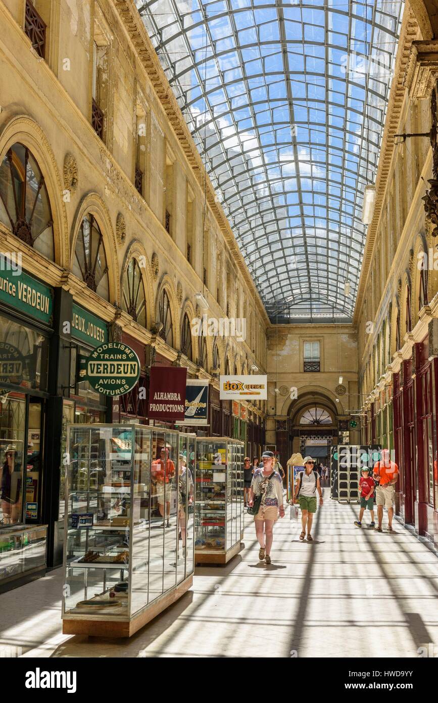 France, Gironde, Bordeaux, area listed as World Heritage by UNESCO, Galerie Bordelaise, shopping mall built in 1833 by the architect Gabriel-Joseph Durand Stock Photo
