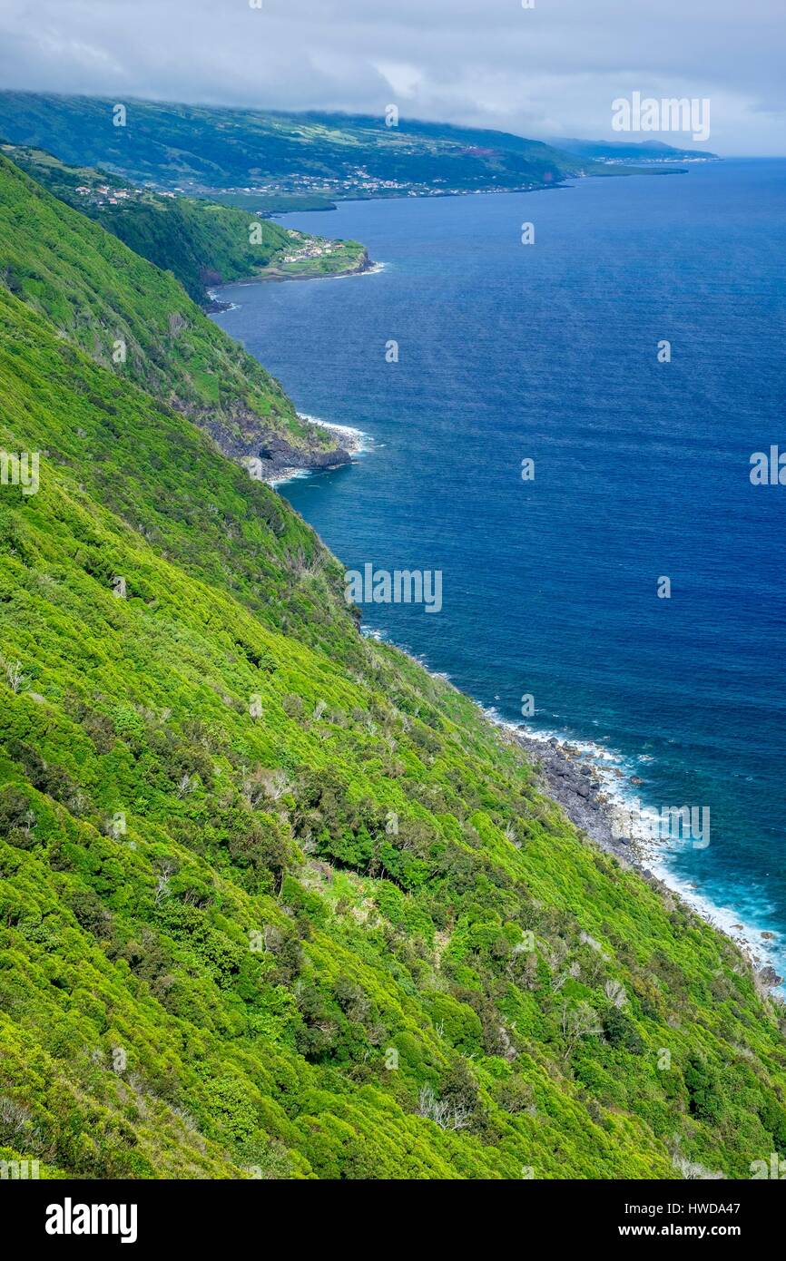 Portugal, Azores archipelago, Pico island, view other the northern coast from Alto dos Cedros viewpoint Stock Photo