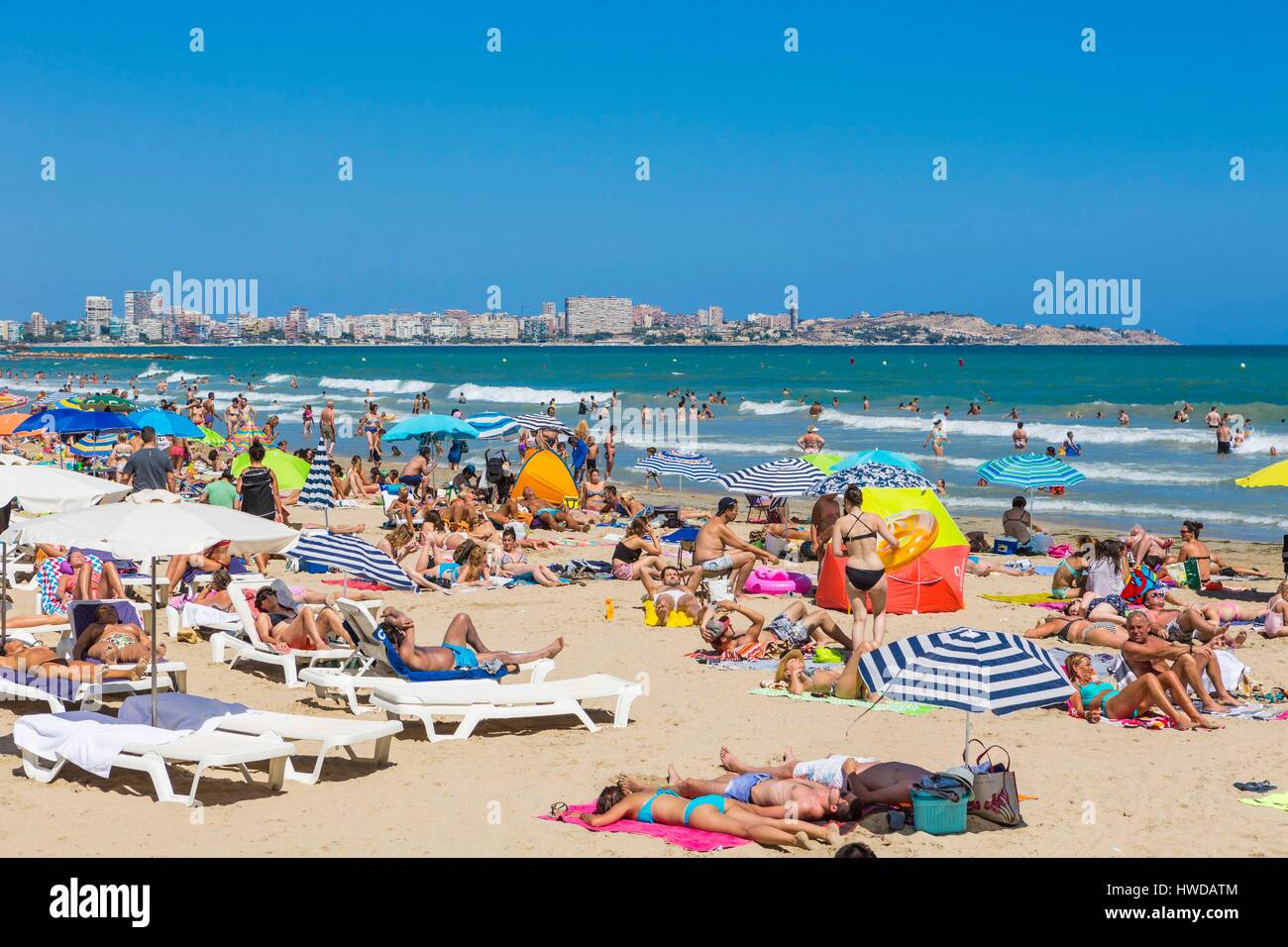 Spain, Valencian Community, Alicante, playa del Postiguet Stock Photo