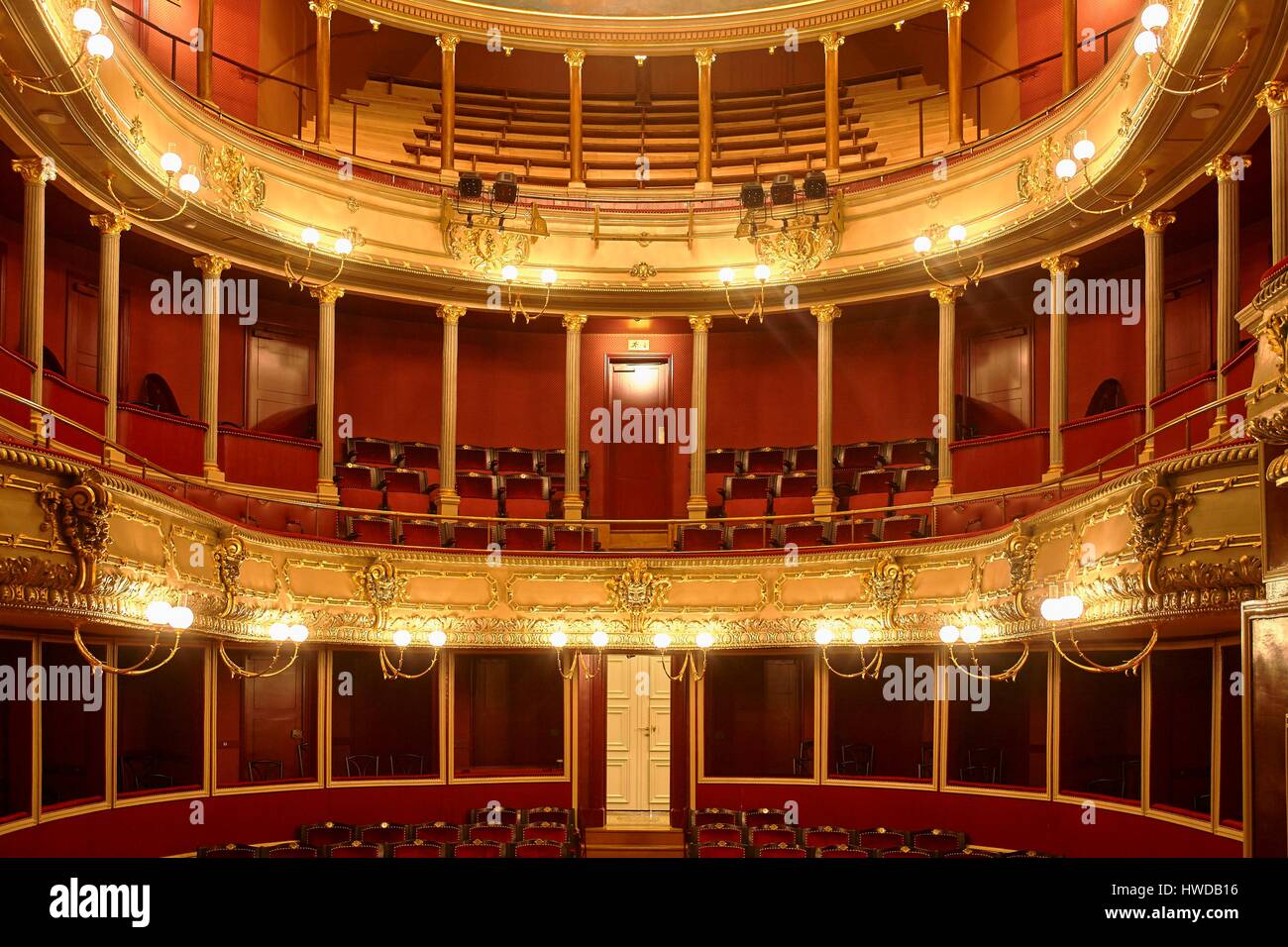 France, Vienne, Chatellerault, Blossac Theater, Horseshoe room Stock