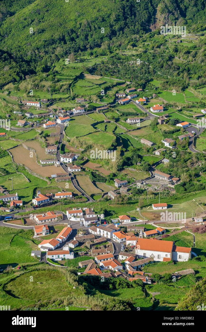 Portugal, Azores archipelago, Flores island, panorama from Miradouro do ...