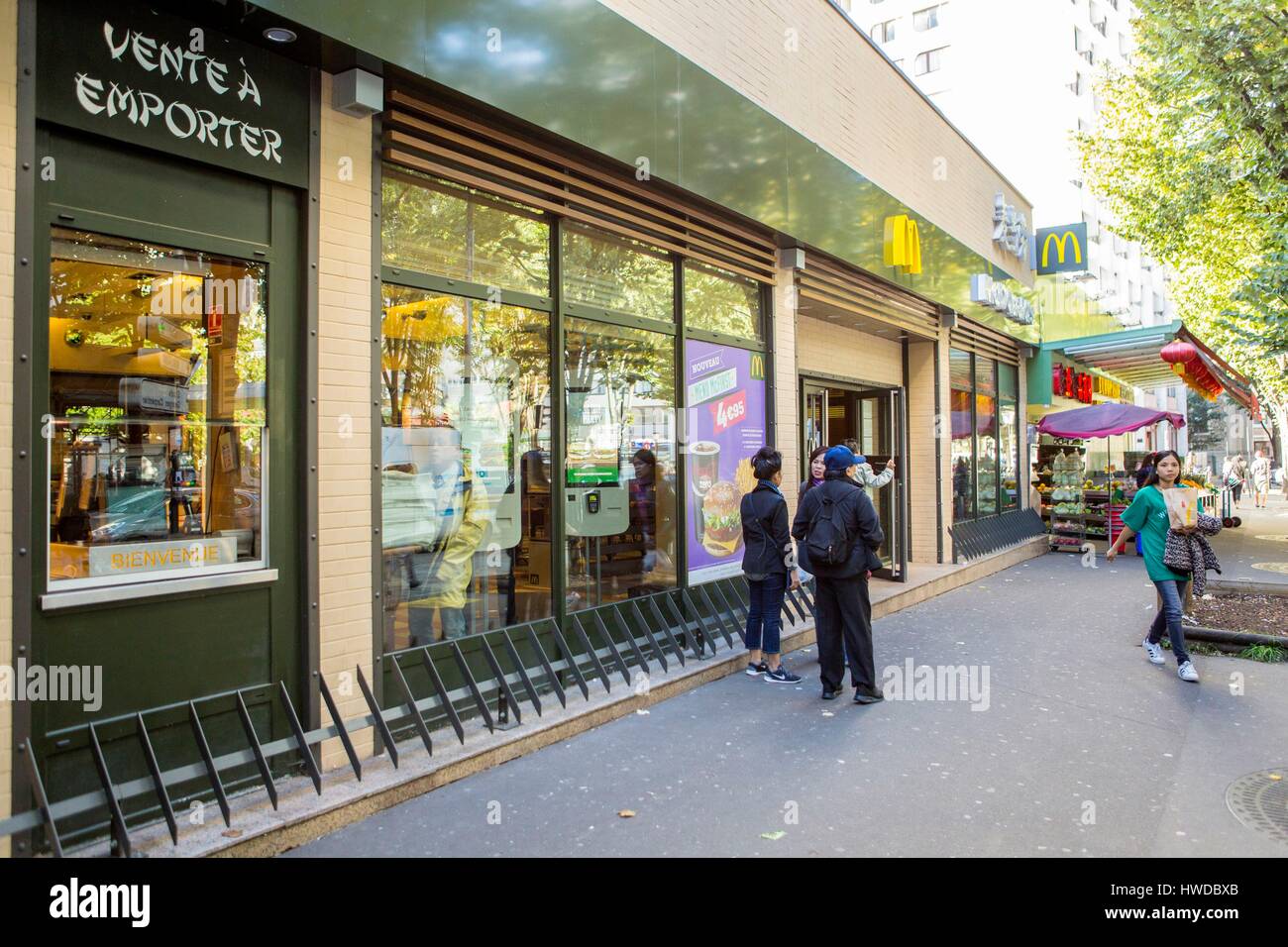 France, Paris, Chinatown of the XIIIth district, McDonald's Stock Photo