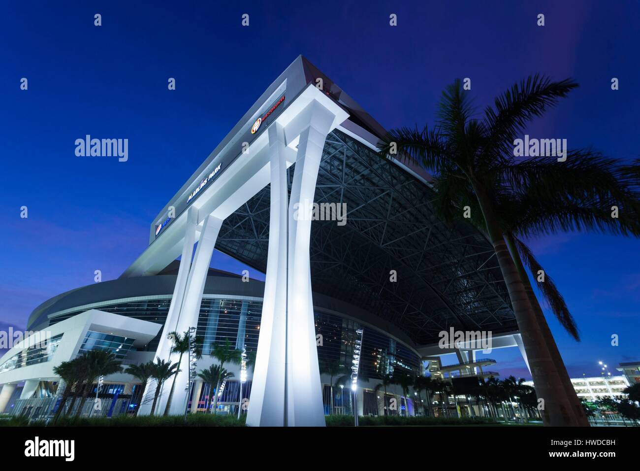 United States, Florida, Miami, New Marlins Ballpark, baseball stadium, dawn Stock Photo