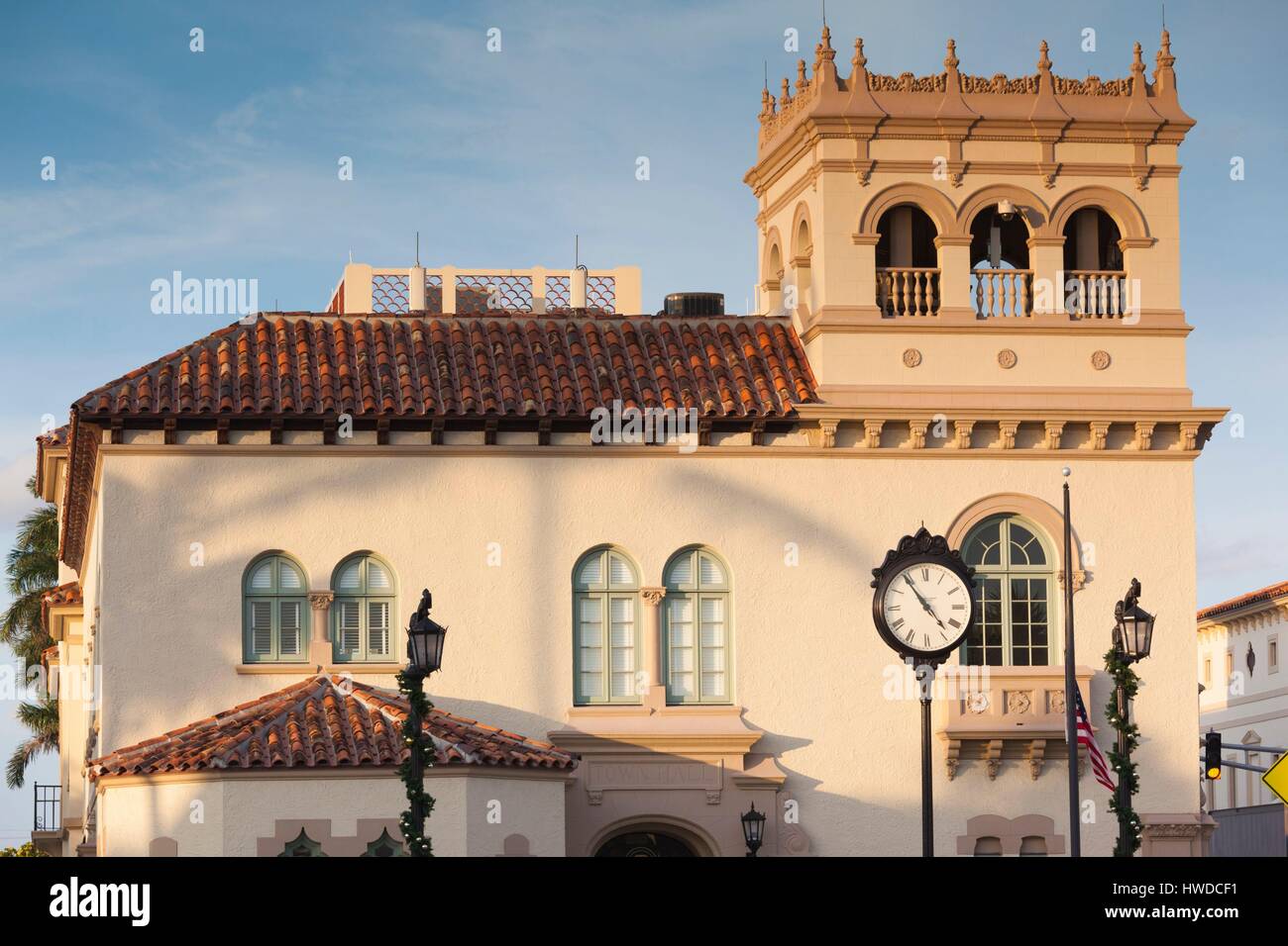 United States, Florida, Palm Beach, City Hall, sunset Stock Photo Alamy