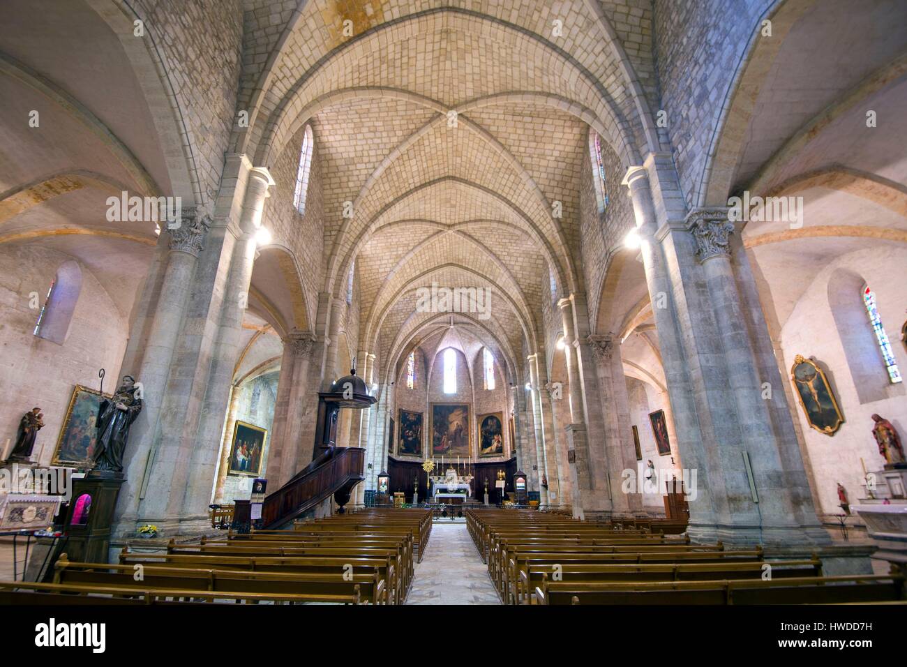 France, Gard, Saint Gilles du Gard, the Abbey of Saint Gilles listed as World Heritage by UNESCO, the high church Stock Photo