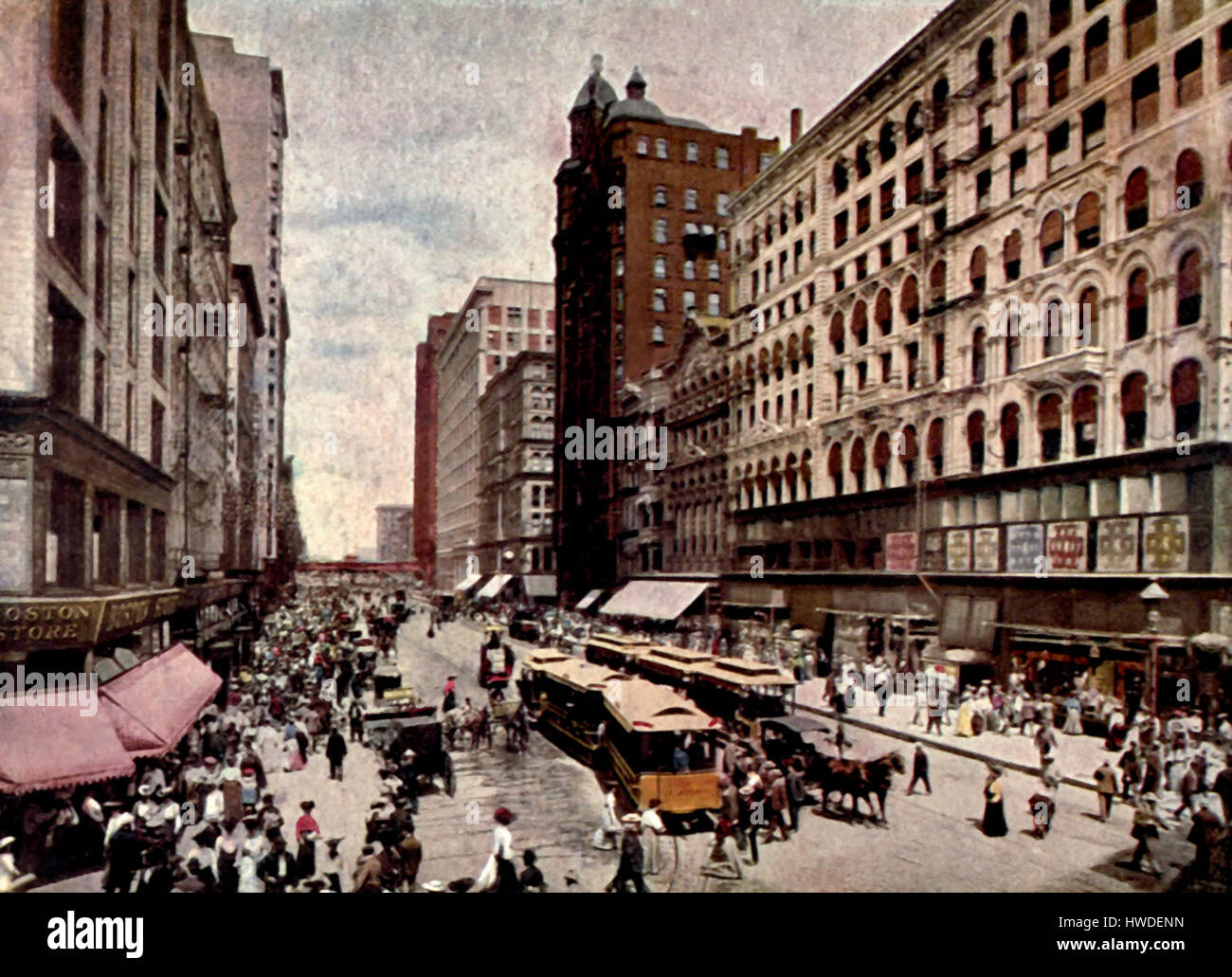 State Street North from Madison, Chicago, circa 1908 Stock Photo