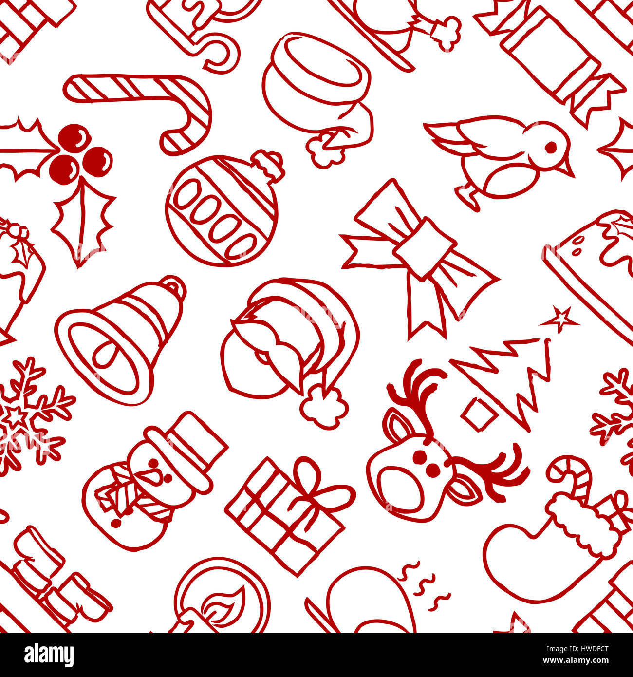 A Christmas seamless tiling pattern background like those on festive gift wrapping paper Stock Photo