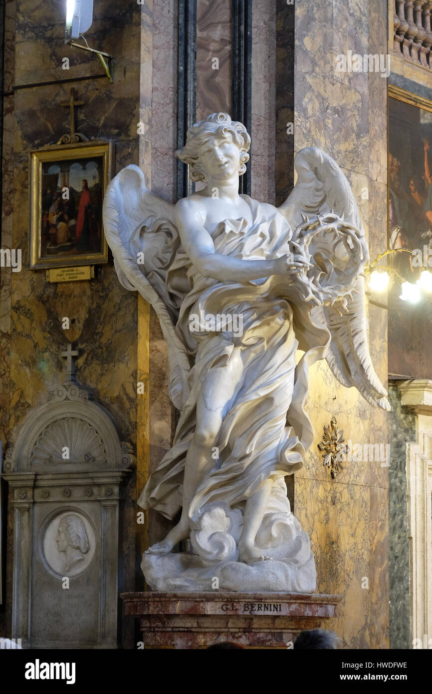 Statue of the Angel with the scroll by Bernini in Basilica di Sant