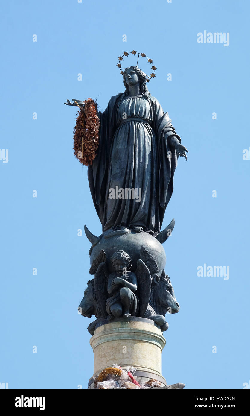 Column of the Immaculate Conception by Ignazio Jacometti on Piazza Mignanelli in Rome, Italy Stock Photo