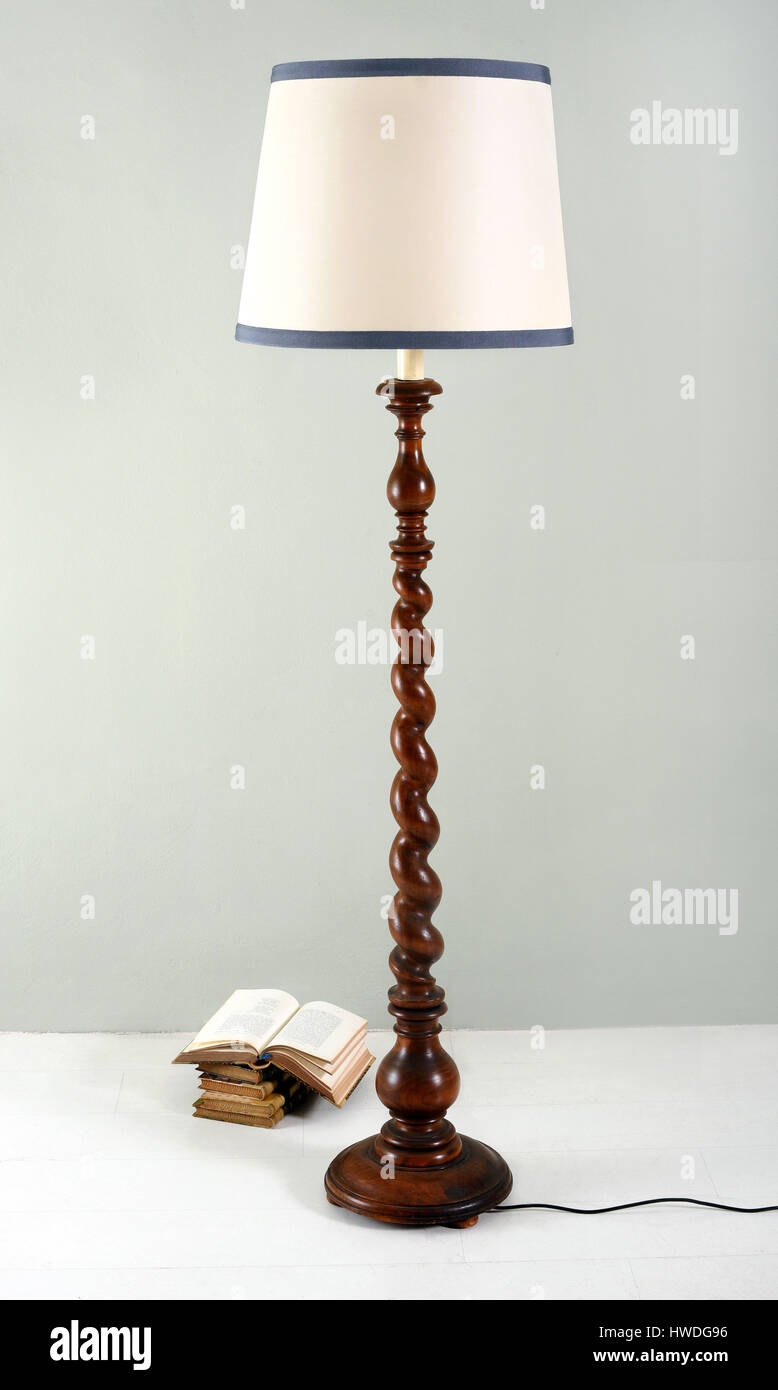 twisted wood floor lamp