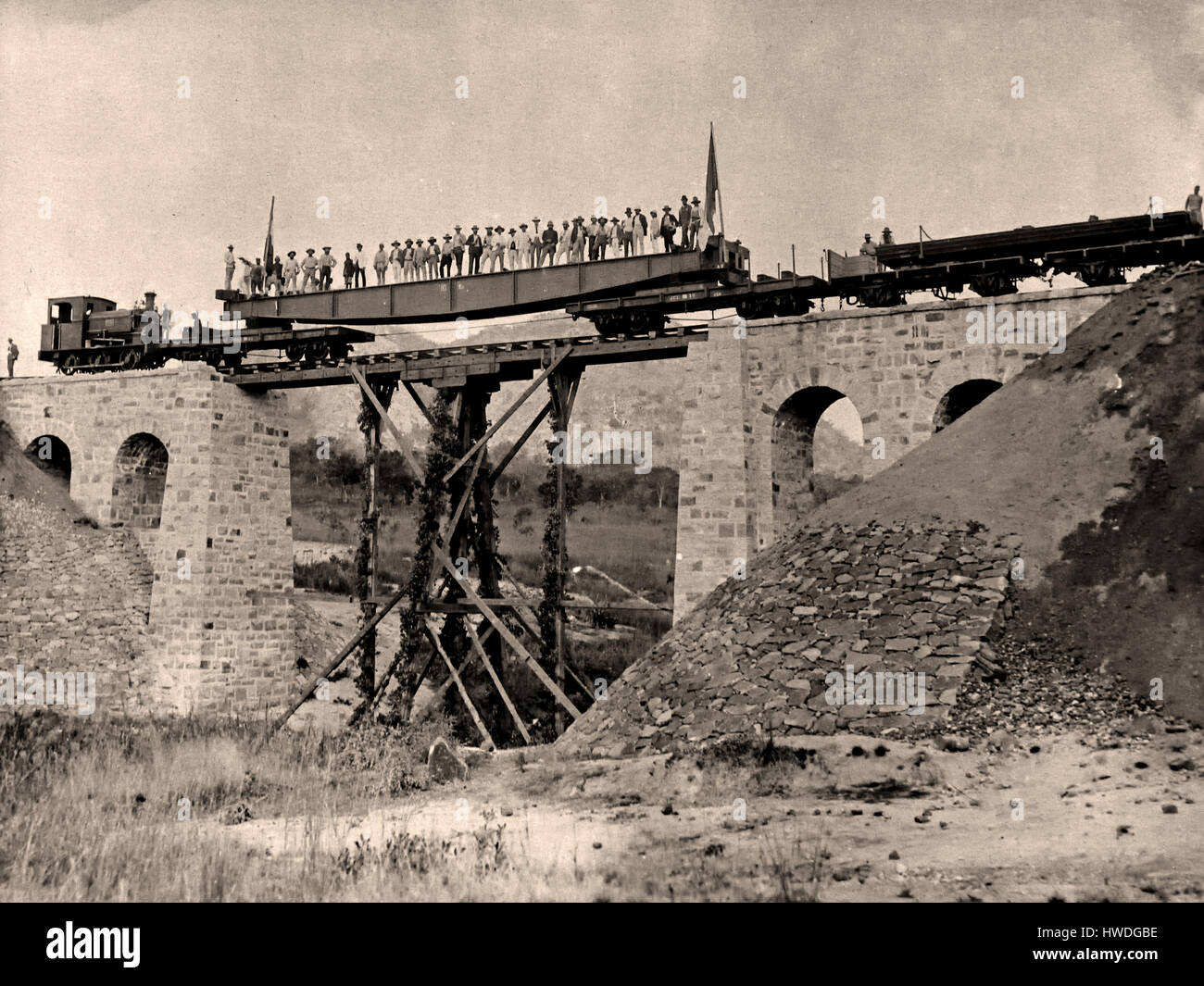 Construction of Drinkspruitbrug  (or Transvaal) 1883 to 1900. Nicknamed Oom Paul ('Uncle Paul'),  South Africa African Stock Photo