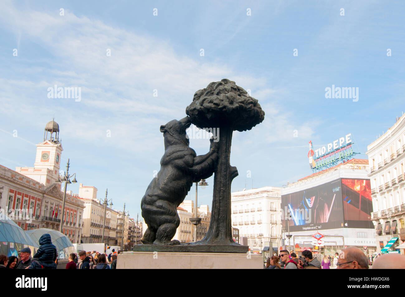 Puerta del Sol, Madrid, Spain bear and berry tree statue the symbol of