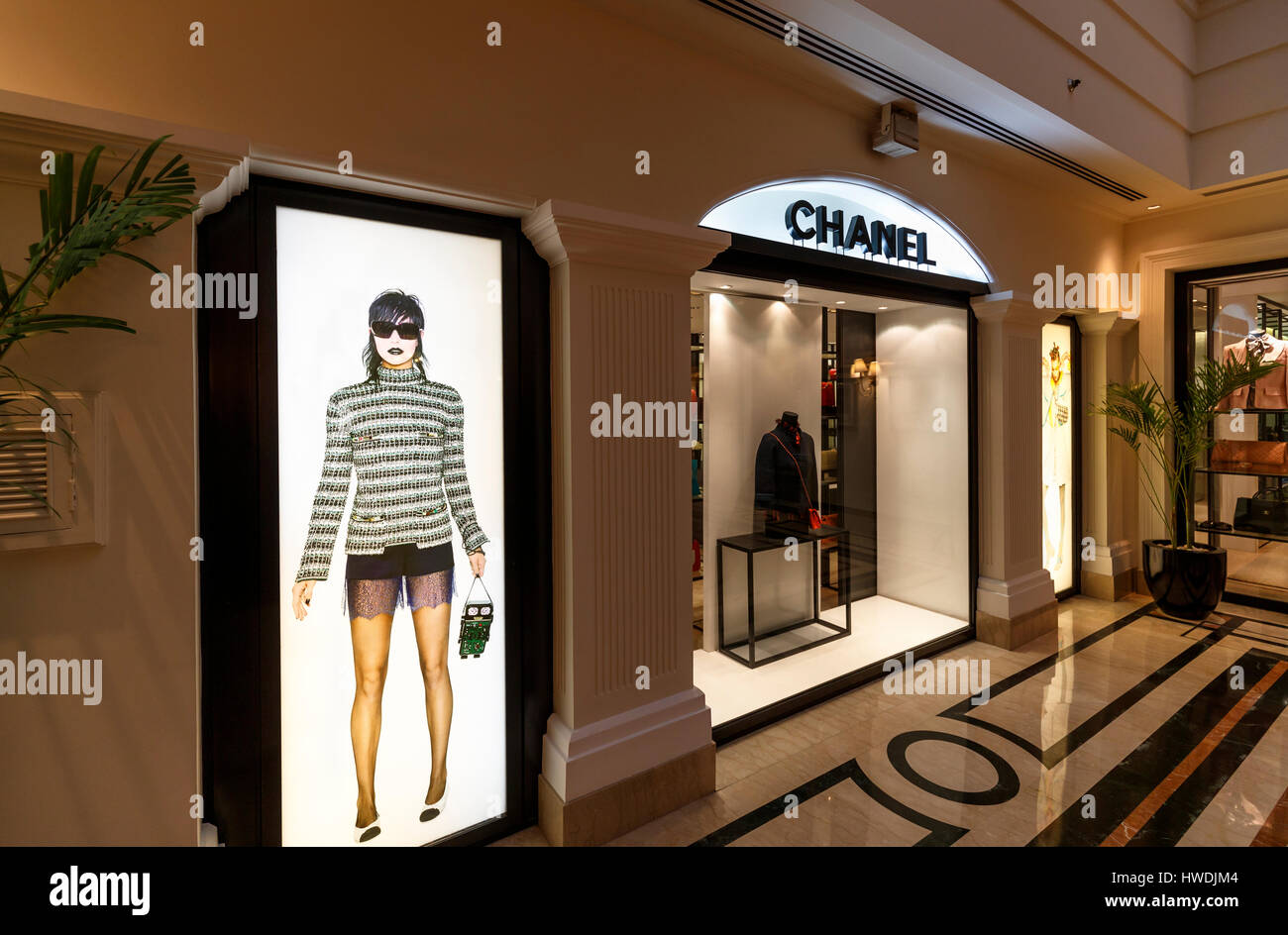 Fashion shopping on holiday: display window of the fashionable Chanel shop  implant inside the 5 star Imperial Hotel, Delhi, India Stock Photo - Alamy