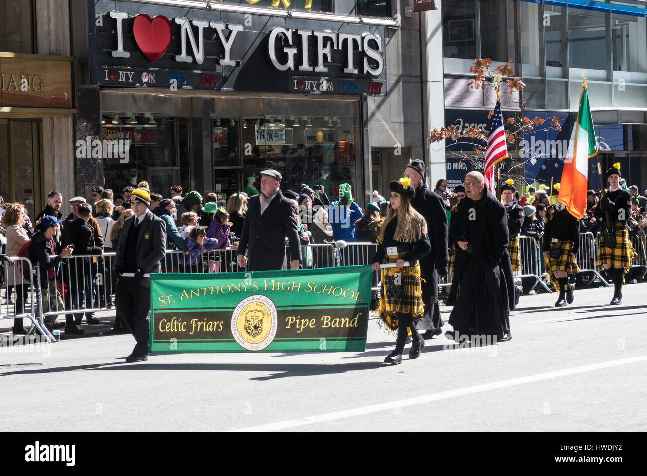 St. Patrick's Day Parade on Fifth Avenue, Manhattan, NYC, USA Stock Photo