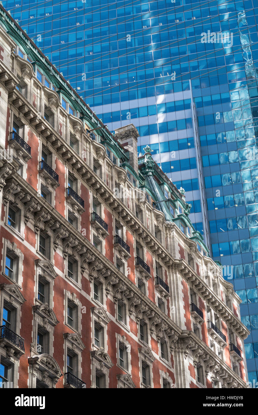 Contrasting Architecture, Times Square, NYC, USA Stock Photo