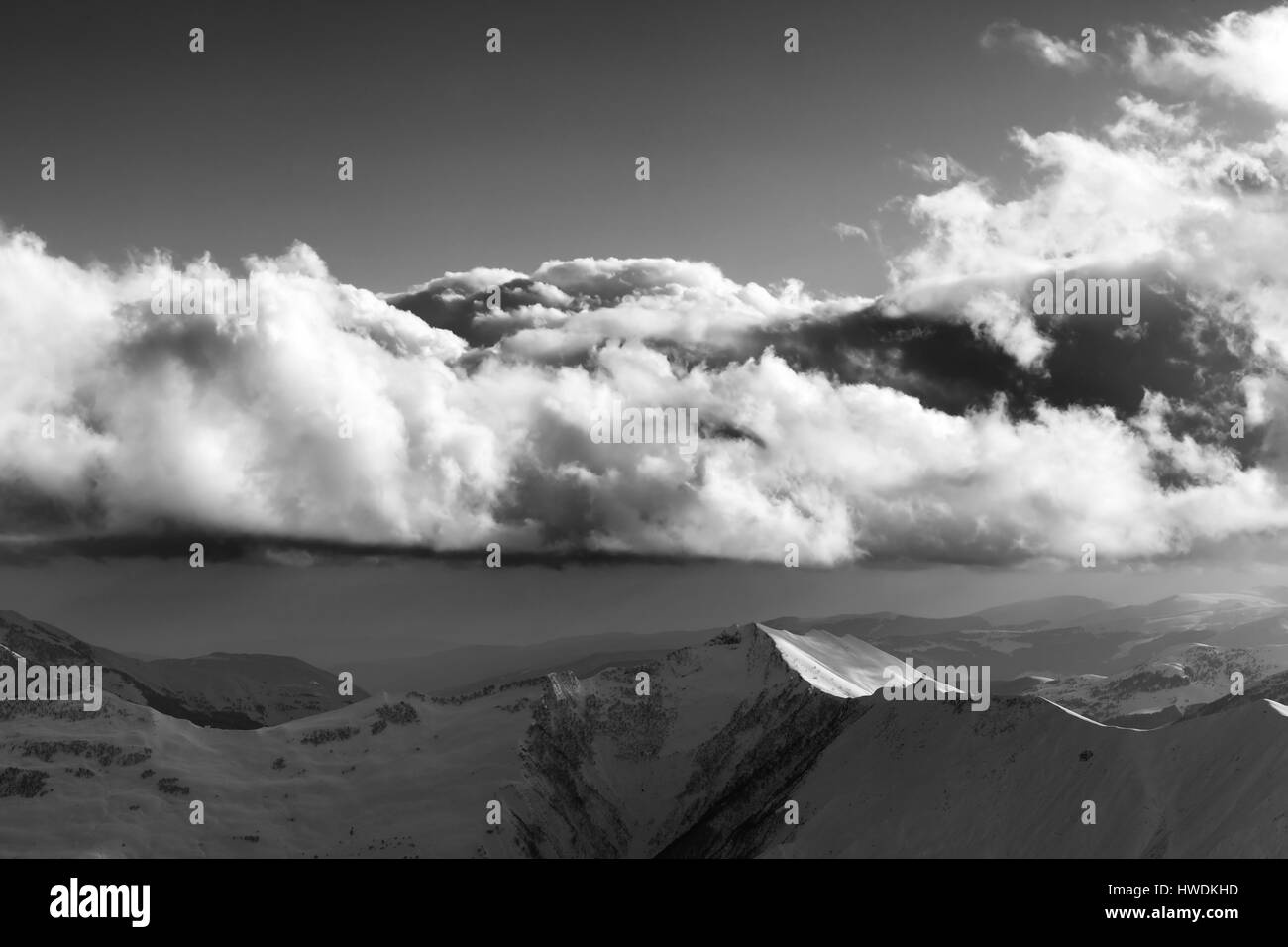 Cloudy evening sky mountains Black and White Stock Photos & Images - Alamy